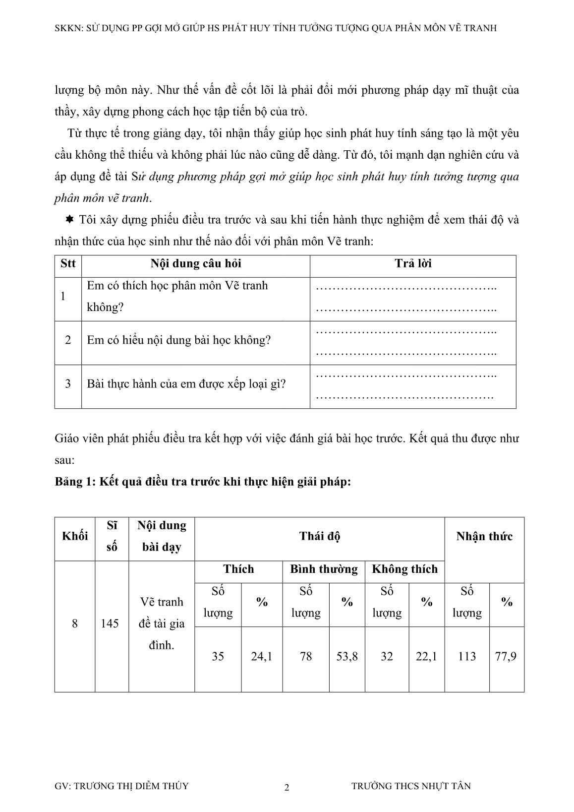Sáng kiến kinh nghiệm Sử dụng phương pháp gợi mở giúp học sinh phát huy tính tưởng tượng qua phân môn vẽ tranh trang 2