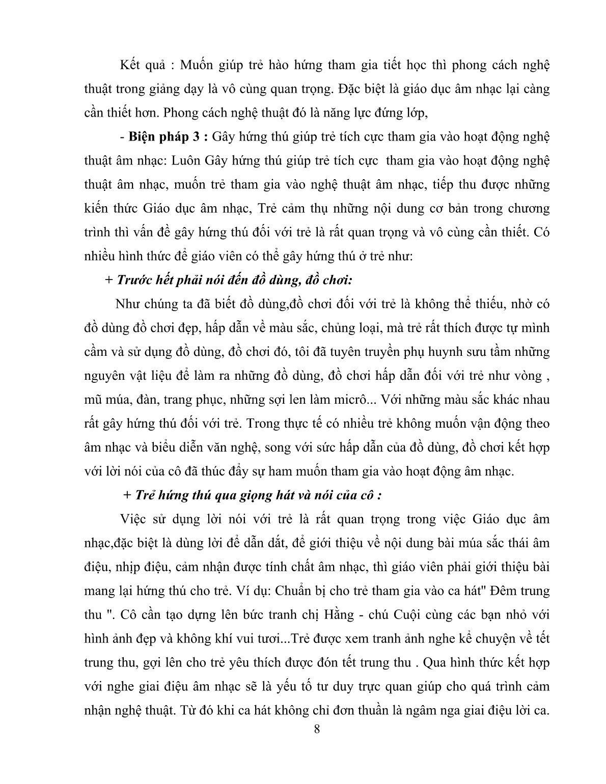 Sáng kiến kinh nghiệm Một số biện pháp nâng cao chất lượng giáo dục âm nhạc trong đời sống hằng ngày đối với trẻ 4-5 T trang 8
