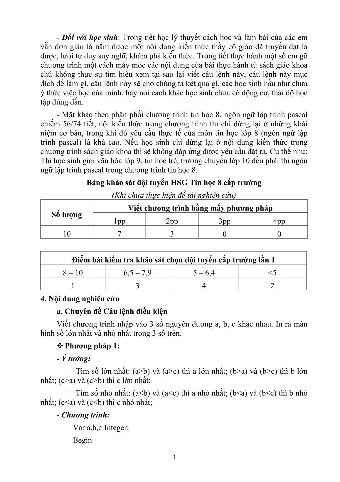 Sáng kiến kinh nghiệm Rèn luyện kỹ năng viết chương trình Pascal bằng nhiều phương pháp trang 3 Sáng kiến kinh nghiệm Rèn luyện kỹ năng viết chương trình Pascal bằng nhiều phương pháp trang 3