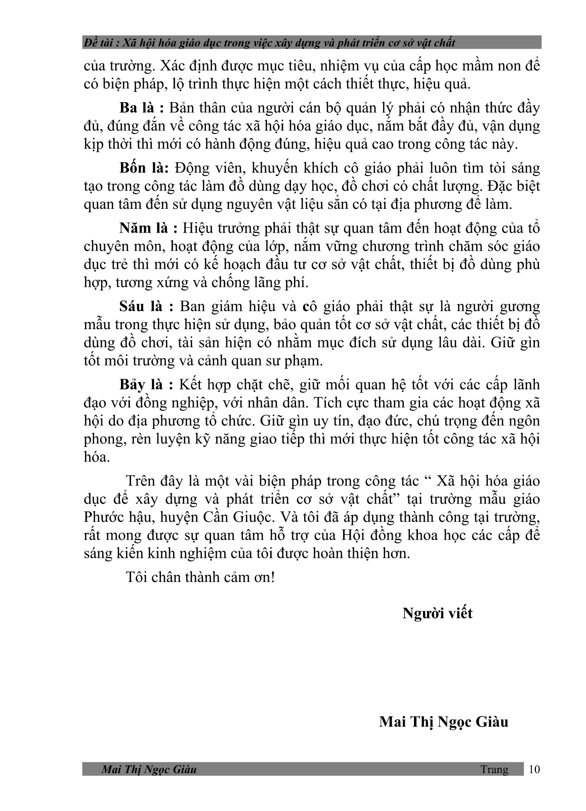 Sáng kiến kinh nghiệm Xã hội hóa giáo dục trong việc xây dựng và phát triển cơ sở vật chất trang 10 Sáng kiến kinh nghiệm Xã hội hóa giáo dục trong việc xây dựng và phát triển cơ sở vật chất trang 10