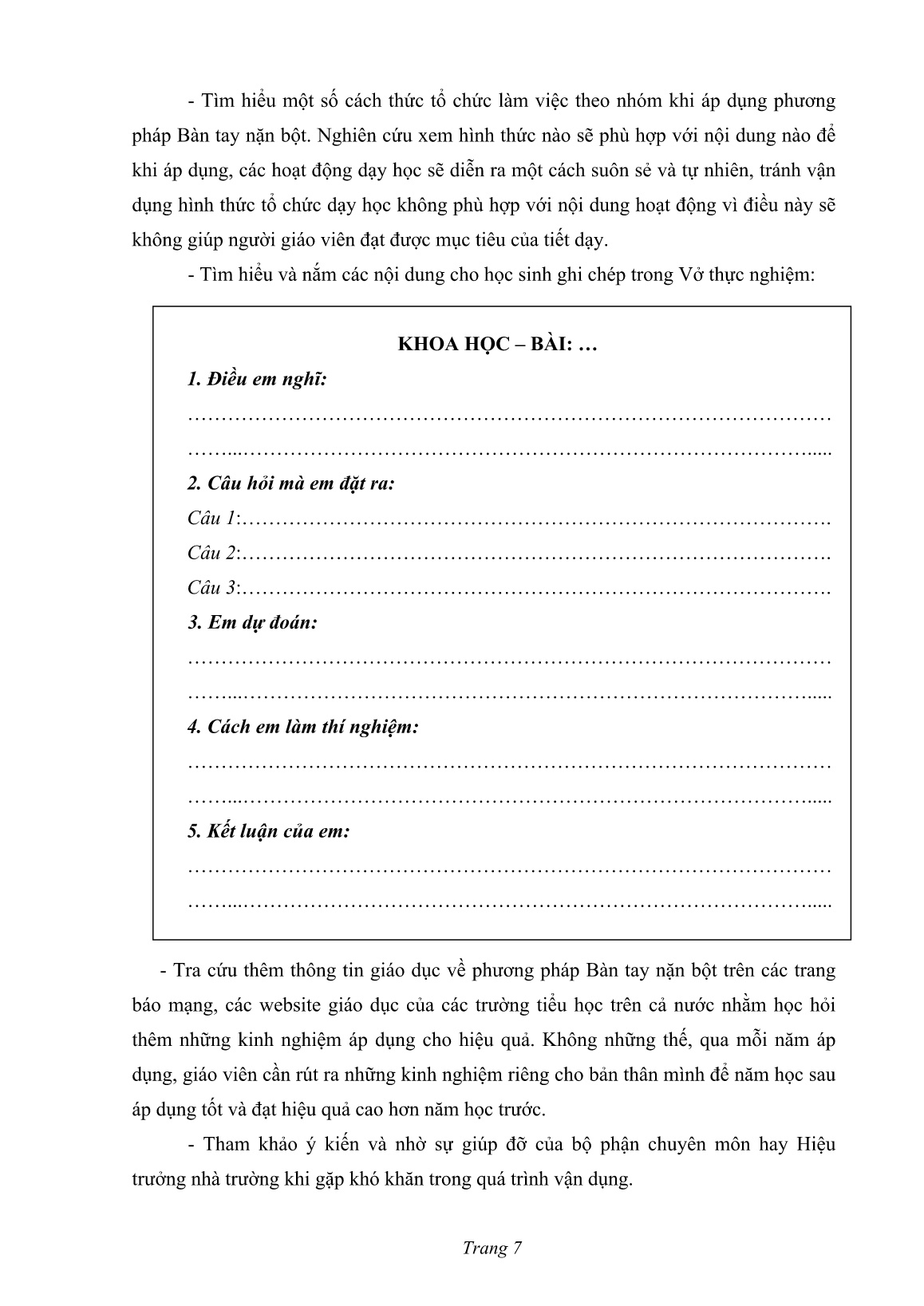 Sáng kiến kinh nghiệm Dạy Khoa học Lớp 4 theo phương pháp Bàn tay nặn bột sao cho hiệu quả trang 7 Sáng kiến kinh nghiệm Dạy Khoa học Lớp 4 theo phương pháp Bàn tay nặn bột sao cho hiệu quả trang 7