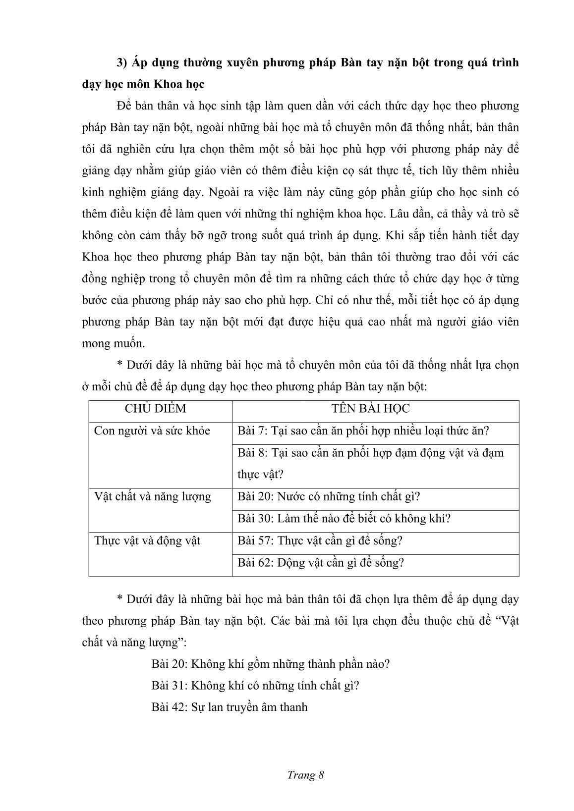 Sáng kiến kinh nghiệm Dạy Khoa học Lớp 4 theo phương pháp Bàn tay nặn bột sao cho hiệu quả trang 8 Sáng kiến kinh nghiệm Dạy Khoa học Lớp 4 theo phương pháp Bàn tay nặn bột sao cho hiệu quả trang 8