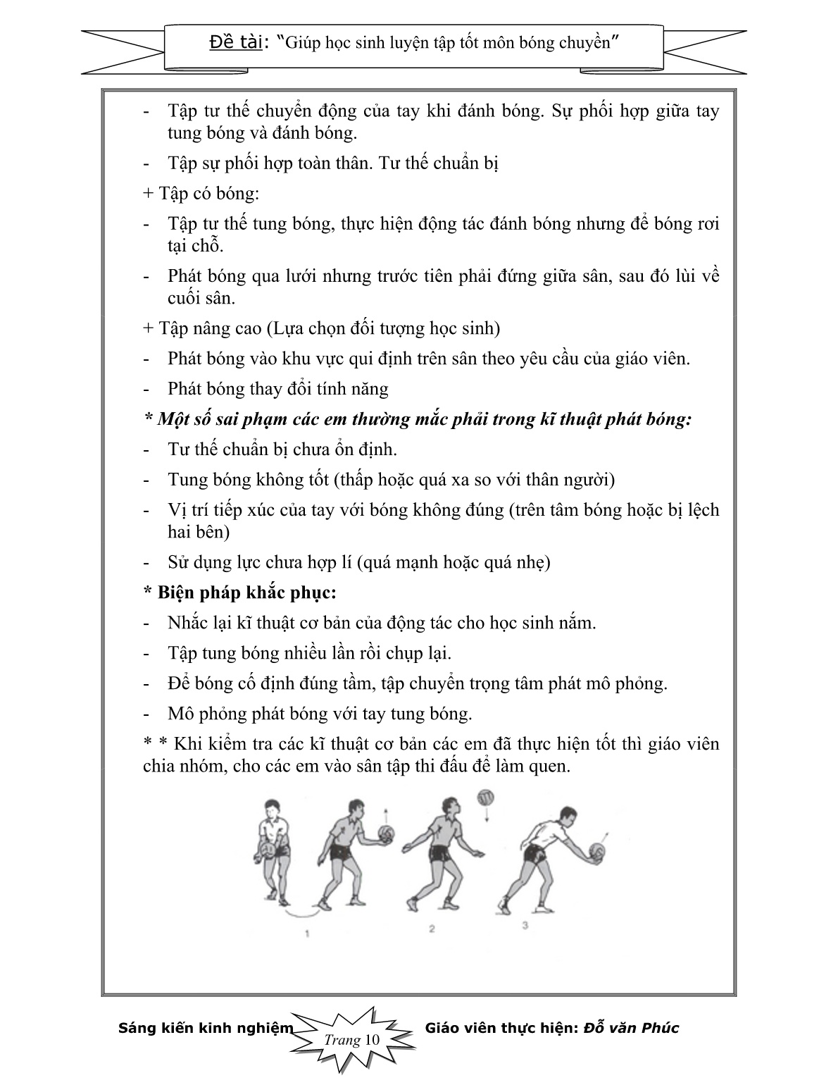 Sáng kiến kinh nghiệm Giúp học sinh luyện tập tốt môn bóng chuyền trang 10 Sáng kiến kinh nghiệm Giúp học sinh luyện tập tốt môn bóng chuyền trang 10