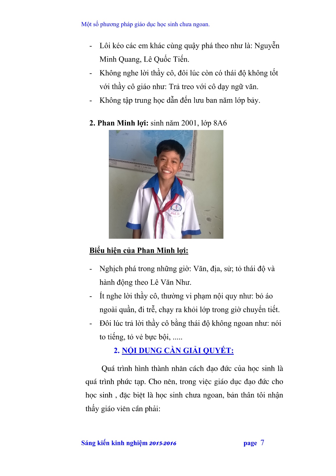 Sáng kiến kinh nghiệm Một số phương pháp giáo dục học sinh chưa ngoan trang 7 Sáng kiến kinh nghiệm Một số phương pháp giáo dục học sinh chưa ngoan trang 7