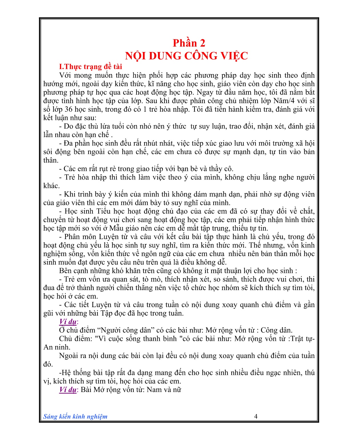 SKKN Phát huy tính tích cực học tập của học sinh trong hợp tác nhóm ở phân môn Luyện từ và câu - Lớp Năm trang 4 SKKN Phát huy tính tích cực học tập của học sinh trong hợp tác nhóm ở phân môn Luyện từ và câu - Lớp Năm trang 4