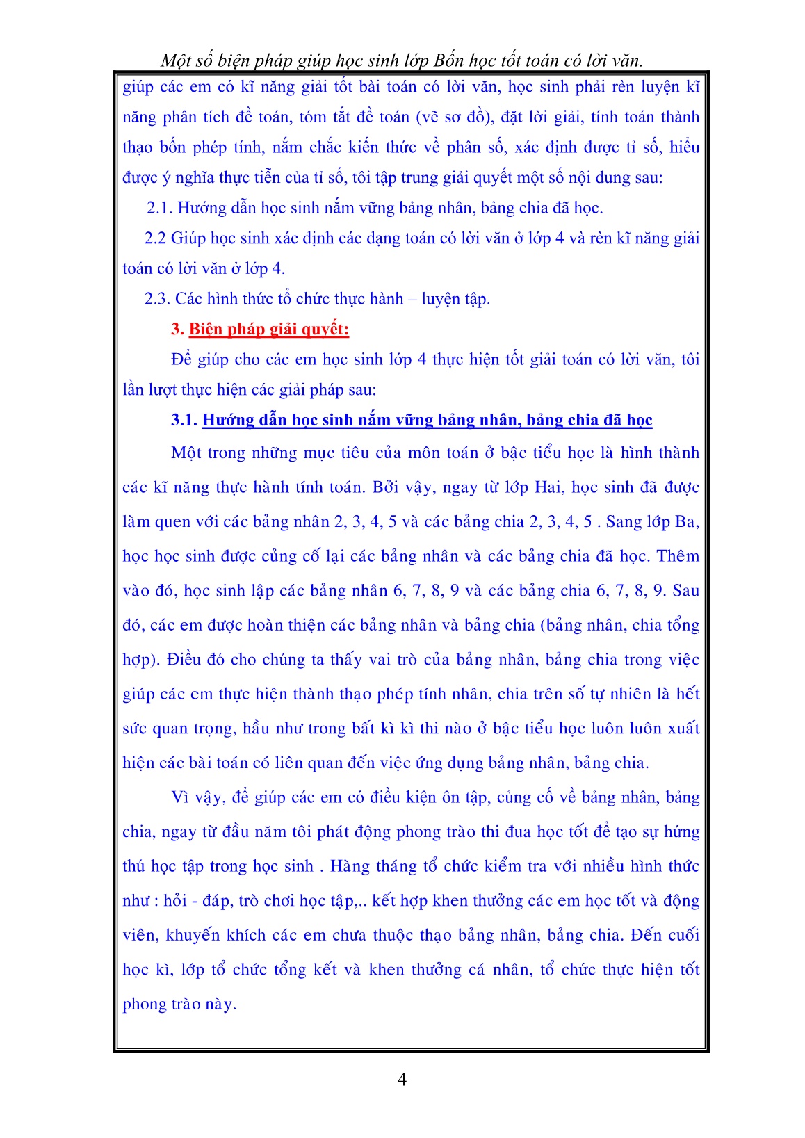Sáng kiến kinh nghiệm Một số biện pháp giúp học sinh Lớp Bốn học tốt toán có lời văn trang 4 Sáng kiến kinh nghiệm Một số biện pháp giúp học sinh Lớp Bốn học tốt toán có lời văn trang 4