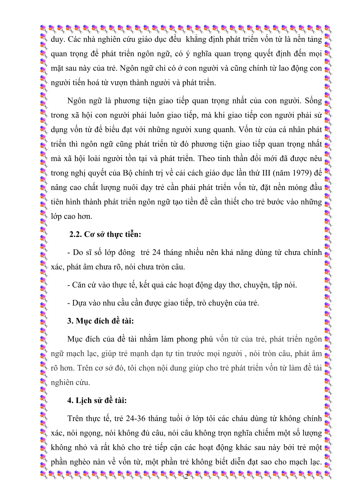 Sáng kiến kinh nghiệm Một số biện pháp giúp trẻ phát triển vốn từ (2-3 tuổi) trang 2 Sáng kiến kinh nghiệm Một số biện pháp giúp trẻ phát triển vốn từ (2-3 tuổi) trang 2