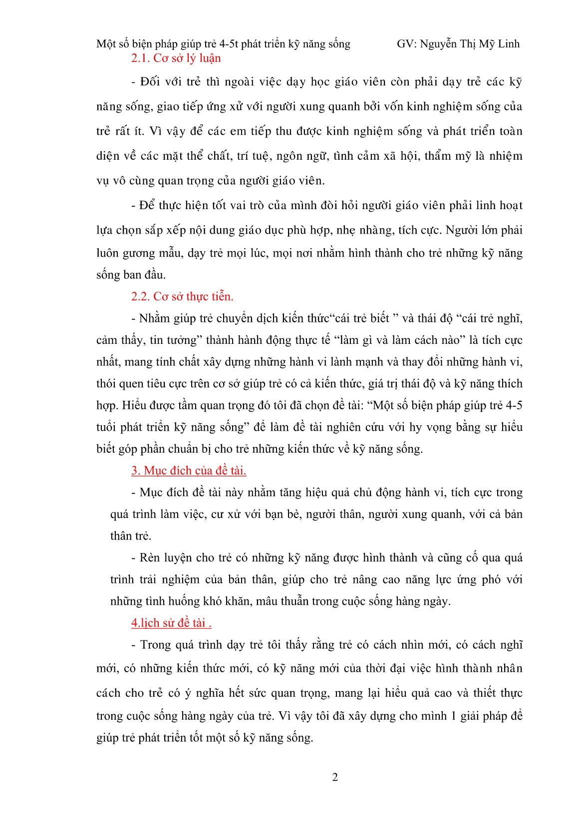Sáng kiến kinh nghiệm Một số biện pháp giúp trẻ 4-5t phát triển kỹ năng sống trang 2 Sáng kiến kinh nghiệm Một số biện pháp giúp trẻ 4-5t phát triển kỹ năng sống trang 2