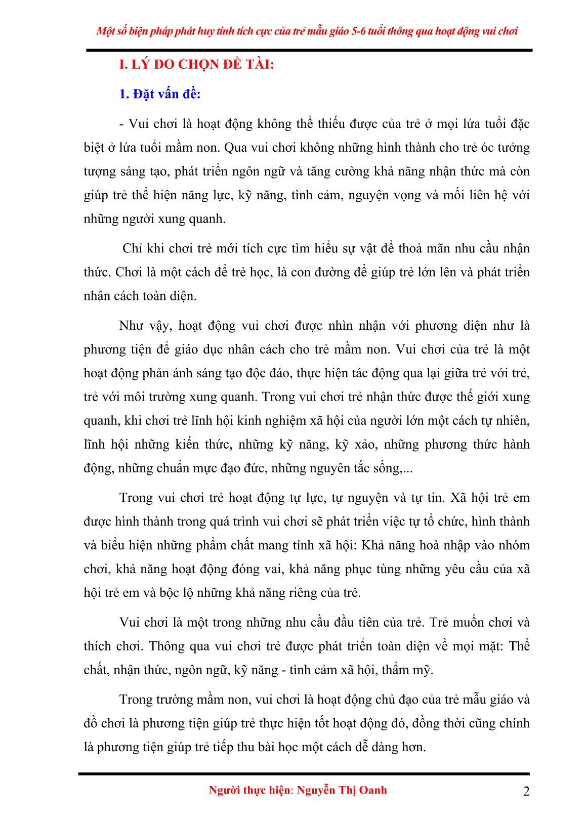 Sáng kiến kinh nghiệm Một số biện pháp phát huy tính tích cực của trẻ mẫu giáo 5-6 tuổi thông qua hoạt động vui chơi trang 2 Sáng kiến kinh nghiệm Một số biện pháp phát huy tính tích cực của trẻ mẫu giáo 5-6 tuổi thông qua hoạt động vui chơi trang 2