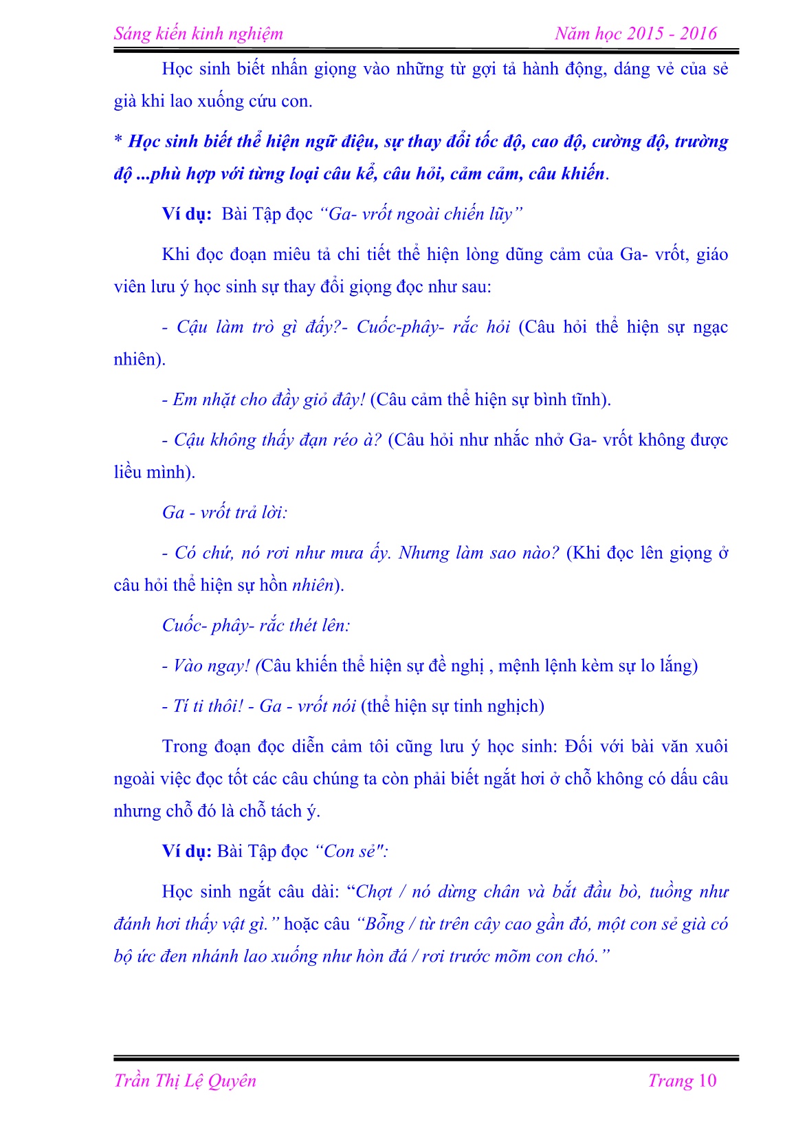 Sáng kiến kinh nghiệm Rèn đọc diễn cảm cho học sinh Lớp 4 trang 10 Sáng kiến kinh nghiệm Rèn đọc diễn cảm cho học sinh Lớp 4 trang 10