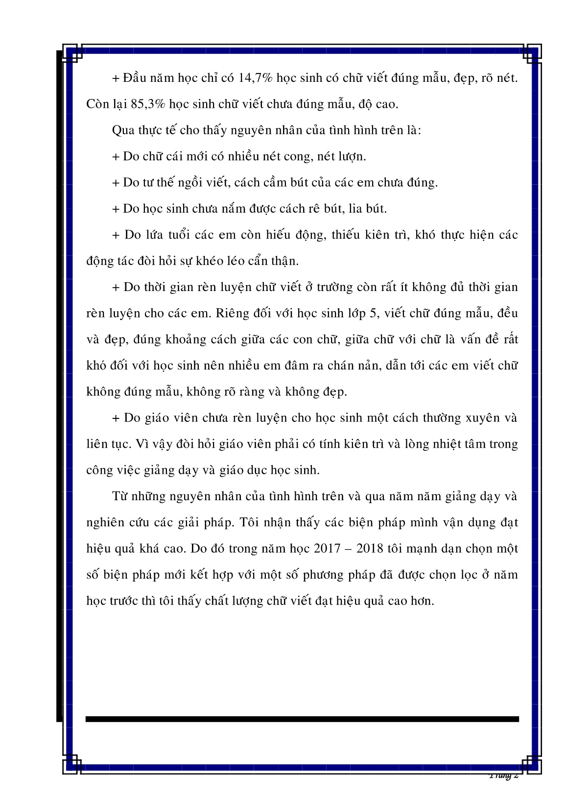 Biện pháp Rèn chữ viết cho học sinh Lớp 5 trường Tiểu học Bình Trình Đông trang 2 Biện pháp Rèn chữ viết cho học sinh Lớp 5 trường Tiểu học Bình Trình Đông trang 2