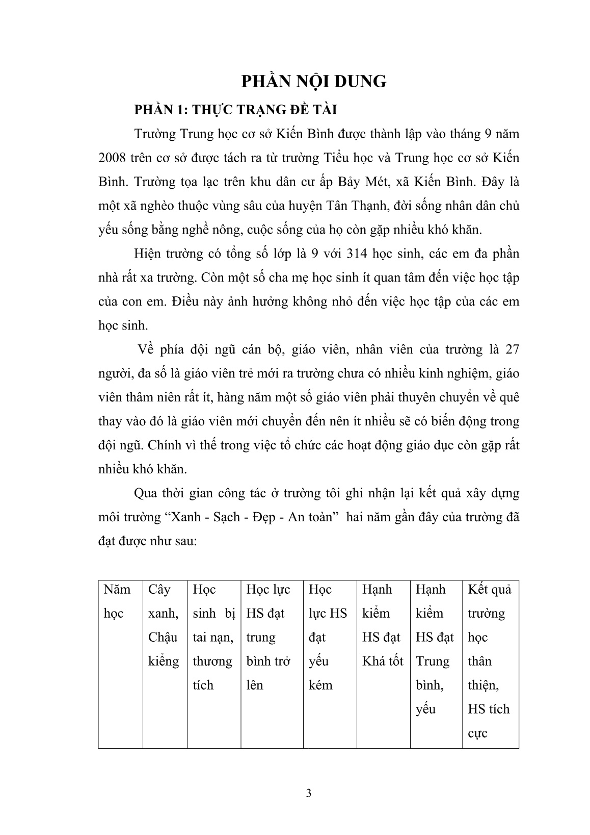 SKKN Một số giải pháp để xây dựng môi trường Xanh - Sạch - Đẹp - An toàn ở trường trung học cơ sở Kiến Bình trang 3 SKKN Một số giải pháp để xây dựng môi trường Xanh - Sạch - Đẹp - An toàn ở trường trung học cơ sở Kiến Bình trang 3