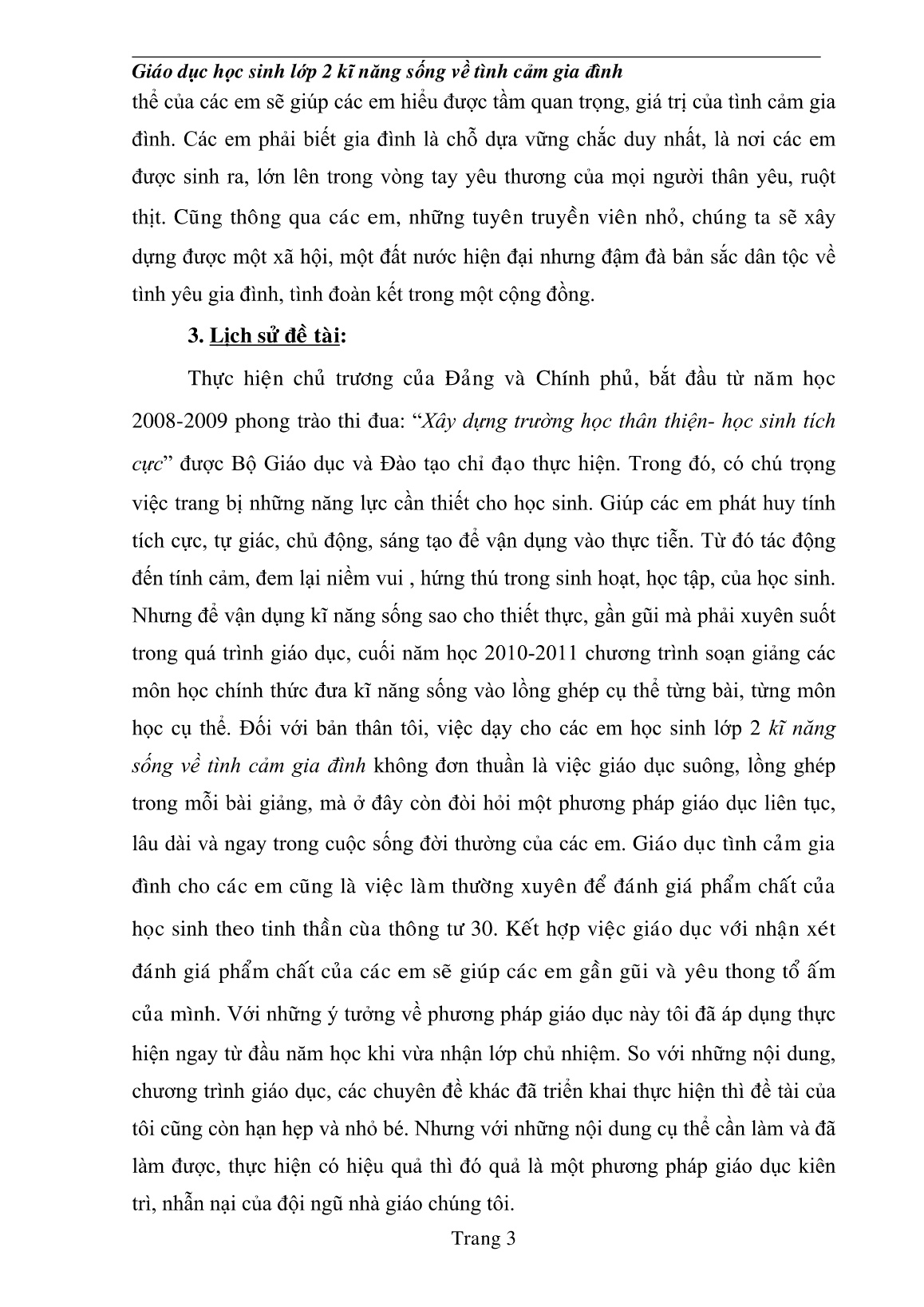 Sáng kiến kinh nghiệm Giaùo dục học sinh Lớp 2 kĩ năng sống về tình cảm gia đình trang 3 Sáng kiến kinh nghiệm Giaùo dục học sinh Lớp 2 kĩ năng sống về tình cảm gia đình trang 3