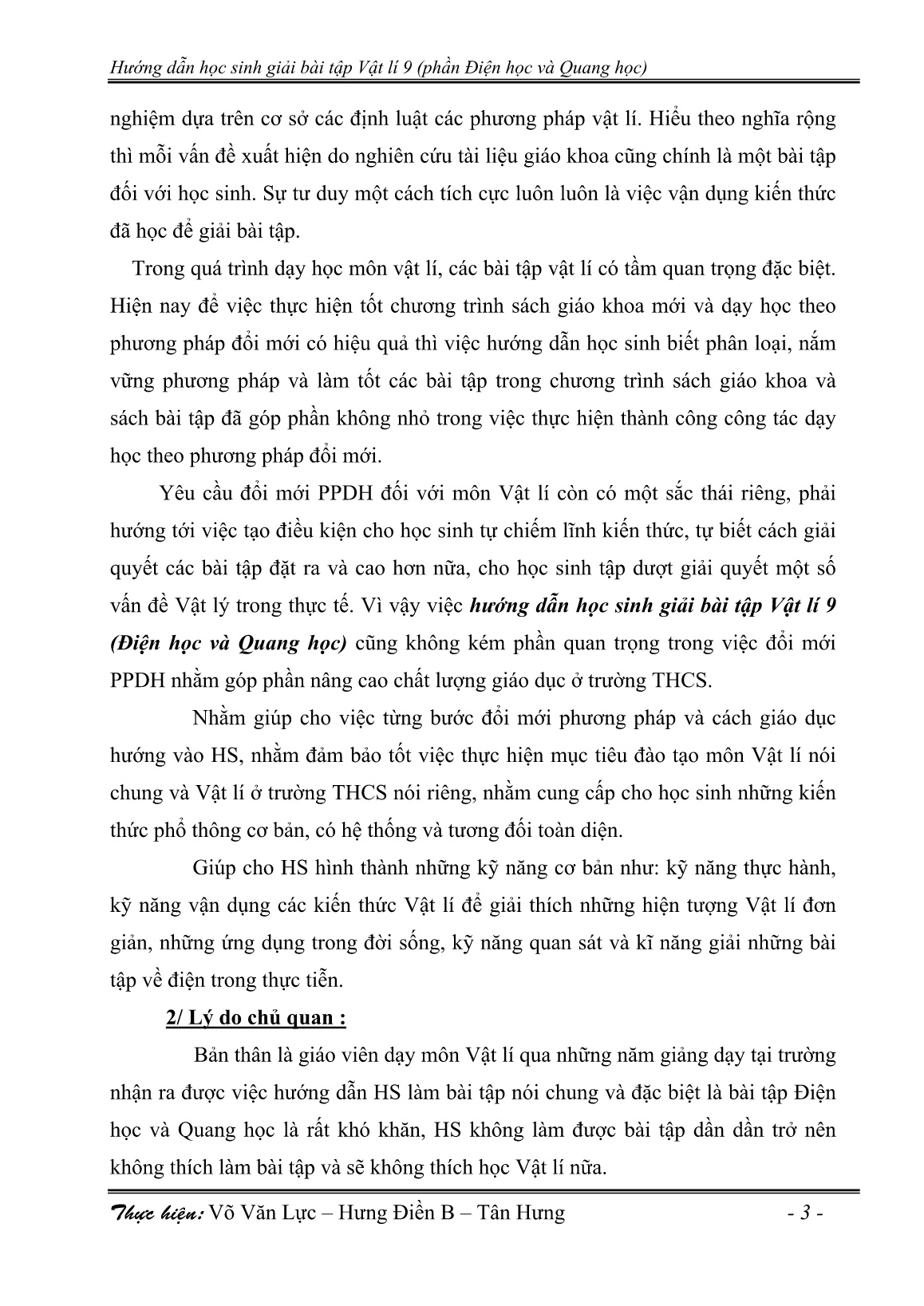 Sáng kiến kinh nghiệm Hướng dẫn học sinh giải bài tập Vật lí 9 (Điện học và Quang học) trang 3 Sáng kiến kinh nghiệm Hướng dẫn học sinh giải bài tập Vật lí 9 (Điện học và Quang học) trang 3
