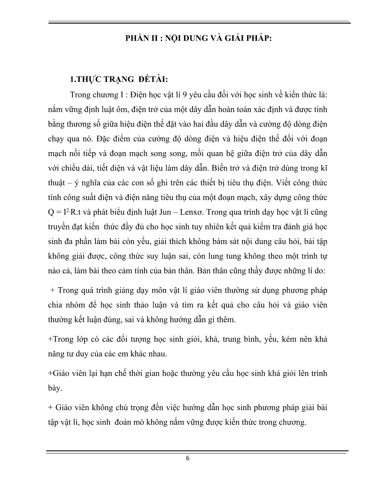 Sáng kiến kinh nghiệm Hướng dẫn học sinh giải bài tâp Vật lí 9 chương I: Điện Học trang 6 Sáng kiến kinh nghiệm Hướng dẫn học sinh giải bài tâp Vật lí 9 chương I: Điện Học trang 6