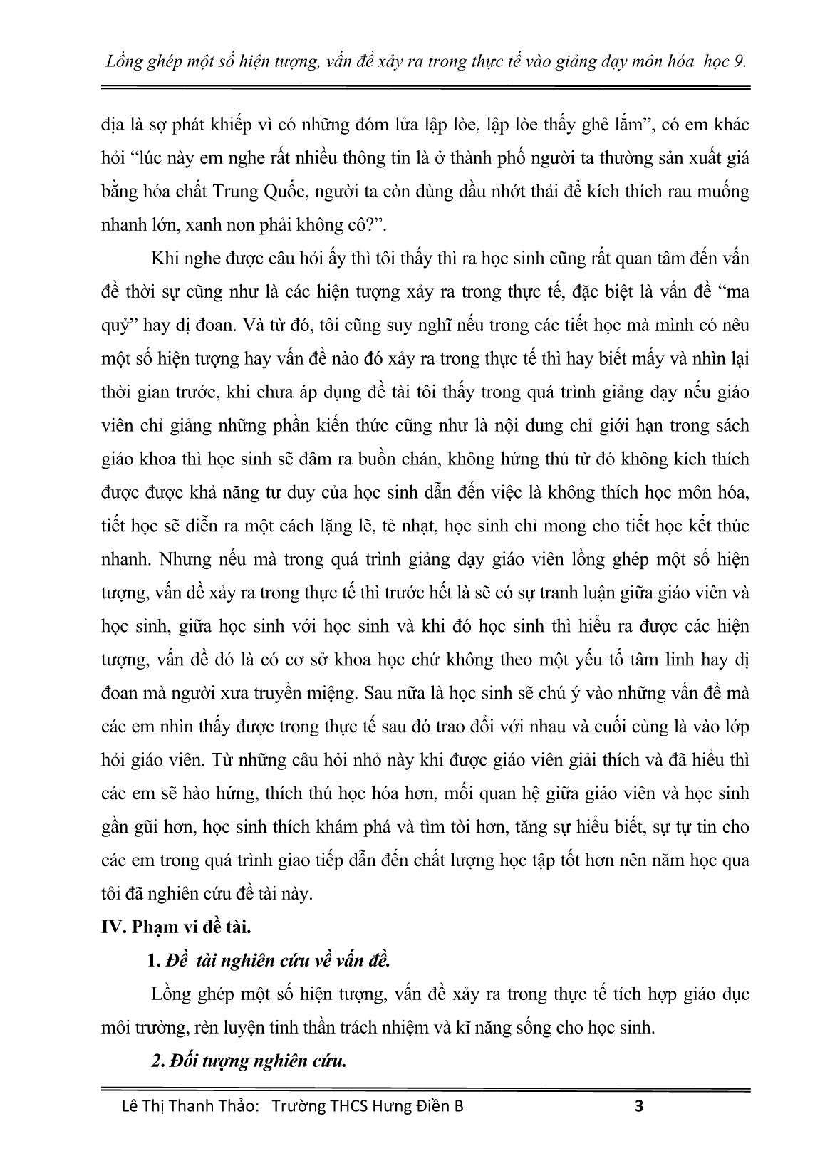 Sáng kiến kinh nghiệm Lồng ghép một số hiện tượng, vấn đề xảy ra trong thực tế vào giảng dạy môn Hóa học 9 trang 4 Sáng kiến kinh nghiệm Lồng ghép một số hiện tượng, vấn đề xảy ra trong thực tế vào giảng dạy môn Hóa học 9 trang 4