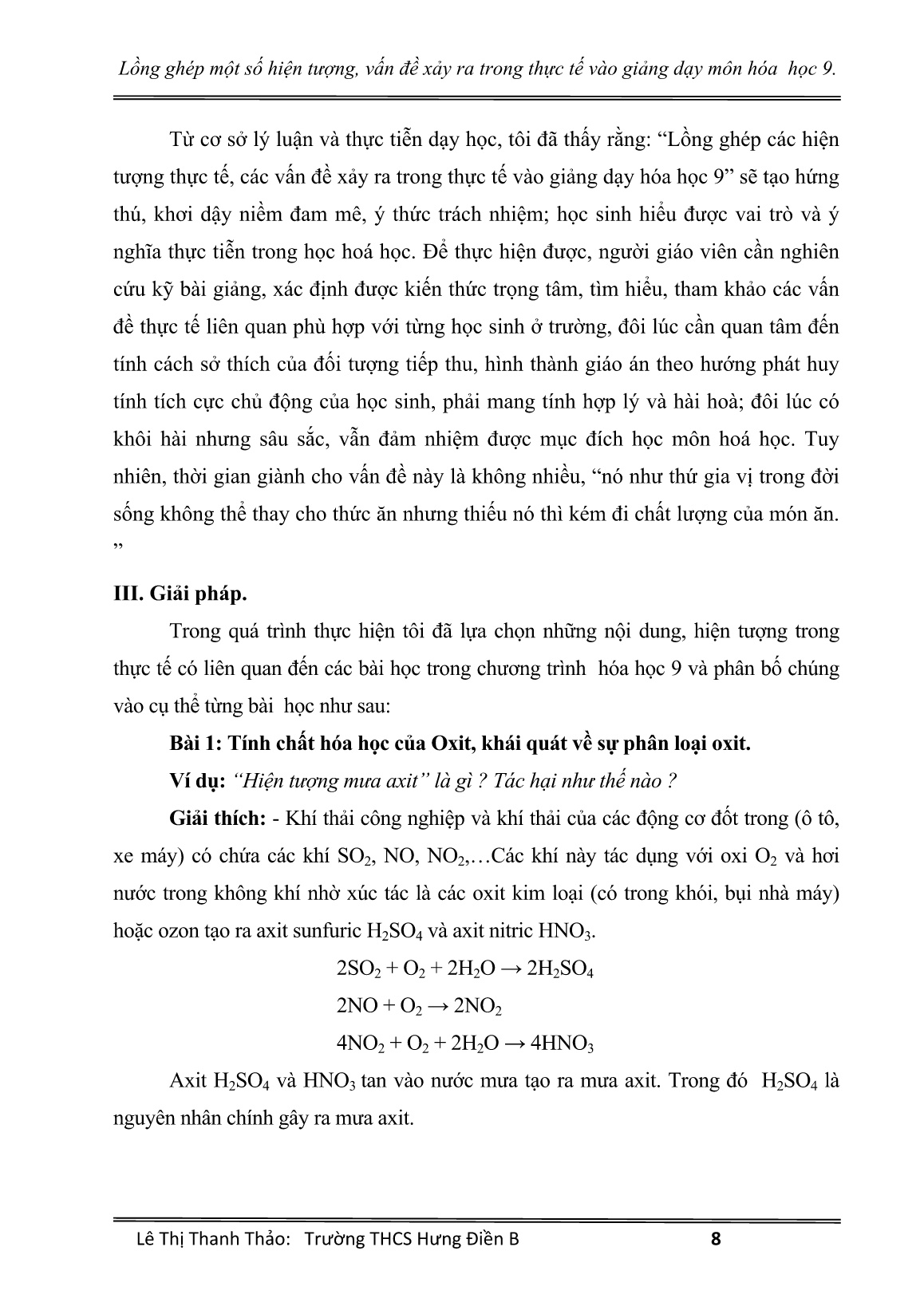 Sáng kiến kinh nghiệm Lồng ghép một số hiện tượng, vấn đề xảy ra trong thực tế vào giảng dạy môn Hóa học 9 trang 9 Sáng kiến kinh nghiệm Lồng ghép một số hiện tượng, vấn đề xảy ra trong thực tế vào giảng dạy môn Hóa học 9 trang 9