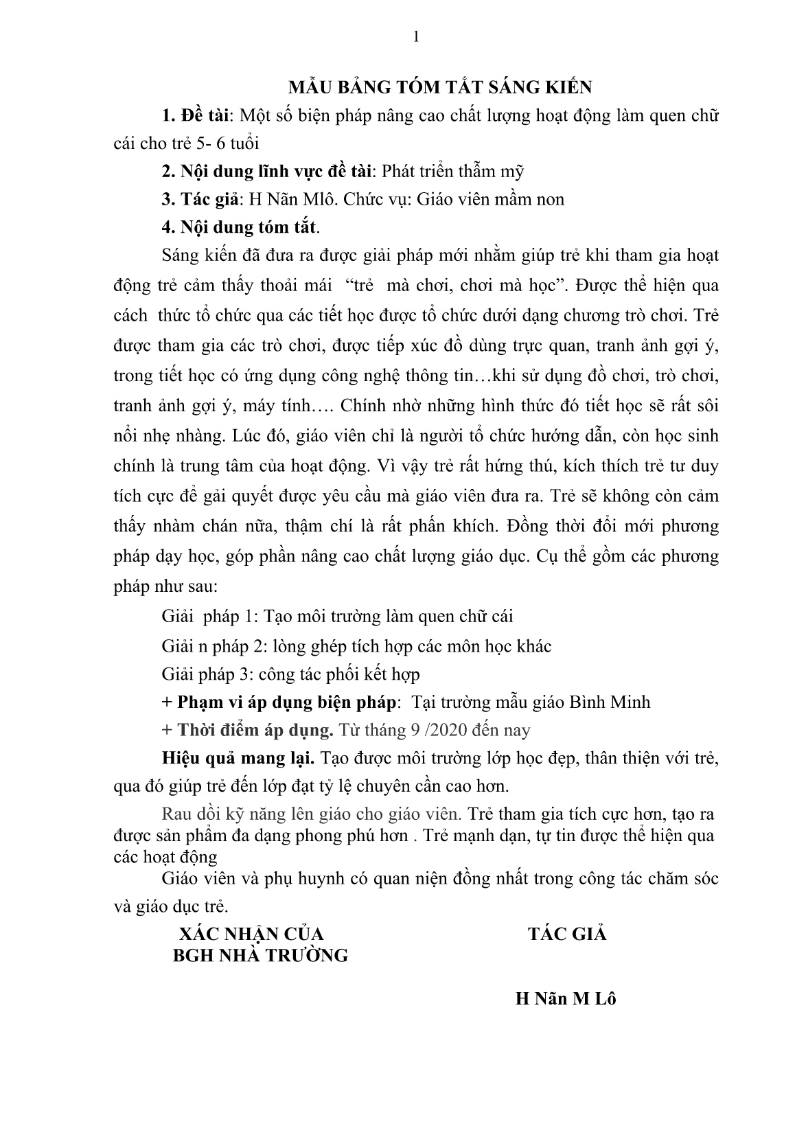 Sáng kiến kinh nghiệm Một số biện pháp nâng cao chất lượng hoạt động làm quen chữ cái cho trẻ 5-6 tuổi trang 1