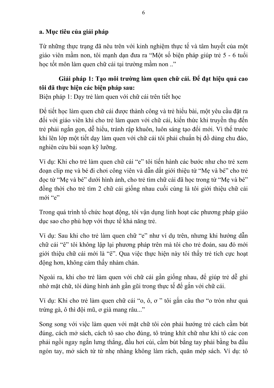 Sáng kiến kinh nghiệm Một số biện pháp nâng cao chất lượng hoạt động làm quen chữ cái cho trẻ 5-6 tuổi trang 6