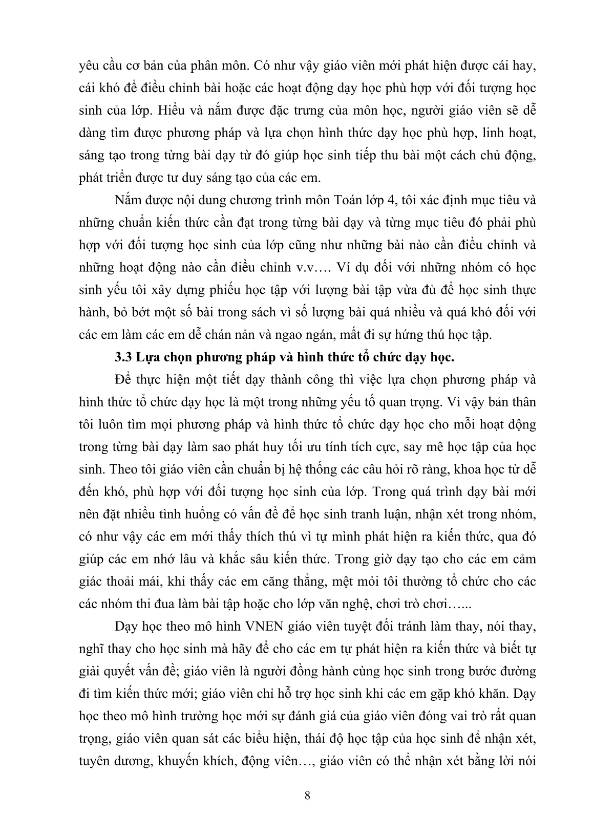 Sáng kiến kinh nghiệm Một số phương pháp dạy học môn Toán Lớp 4 theo mô hình VNEN trang 8 Sáng kiến kinh nghiệm Một số phương pháp dạy học môn Toán Lớp 4 theo mô hình VNEN trang 8