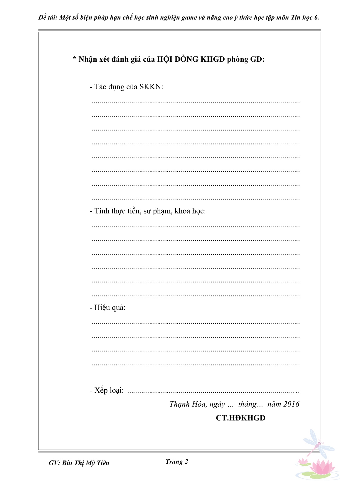 Sáng kiến kinh nghiệm Một số biện pháp hạn chế học sinh nghiện game và nâng cao ý thức học tập môn Tin học 6 trang 2 Sáng kiến kinh nghiệm Một số biện pháp hạn chế học sinh nghiện game và nâng cao ý thức học tập môn Tin học 6 trang 2