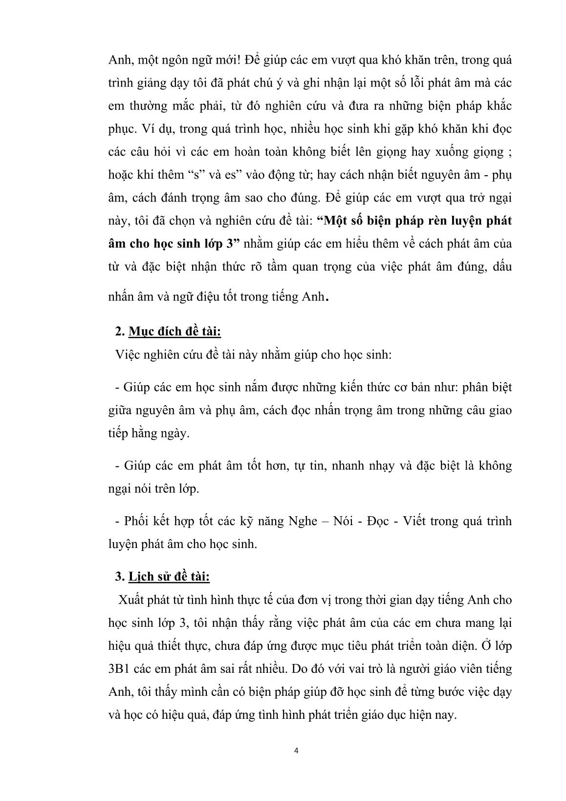 Sáng kiến kinh nghiệm Một số biện pháp rèn luyện phát âm cho học sinh Lớp 3 trang 4 Sáng kiến kinh nghiệm Một số biện pháp rèn luyện phát âm cho học sinh Lớp 3 trang 4