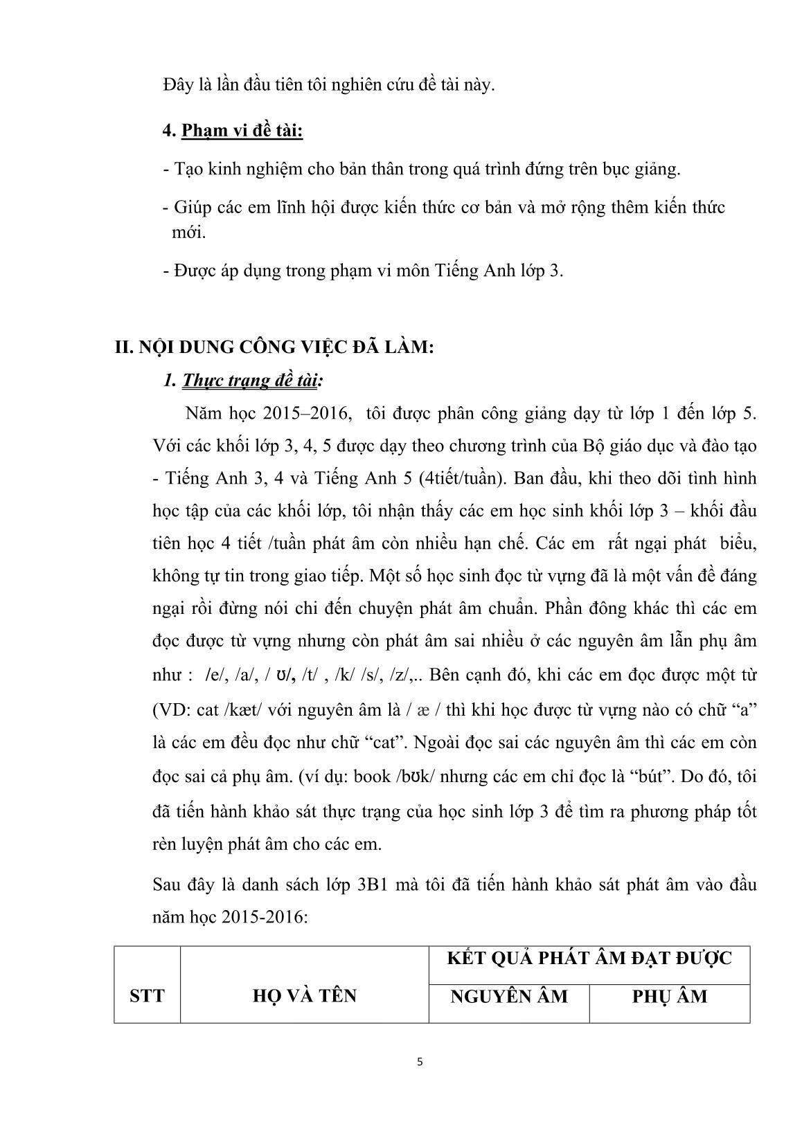 Sáng kiến kinh nghiệm Một số biện pháp rèn luyện phát âm cho học sinh Lớp 3 trang 5 Sáng kiến kinh nghiệm Một số biện pháp rèn luyện phát âm cho học sinh Lớp 3 trang 5