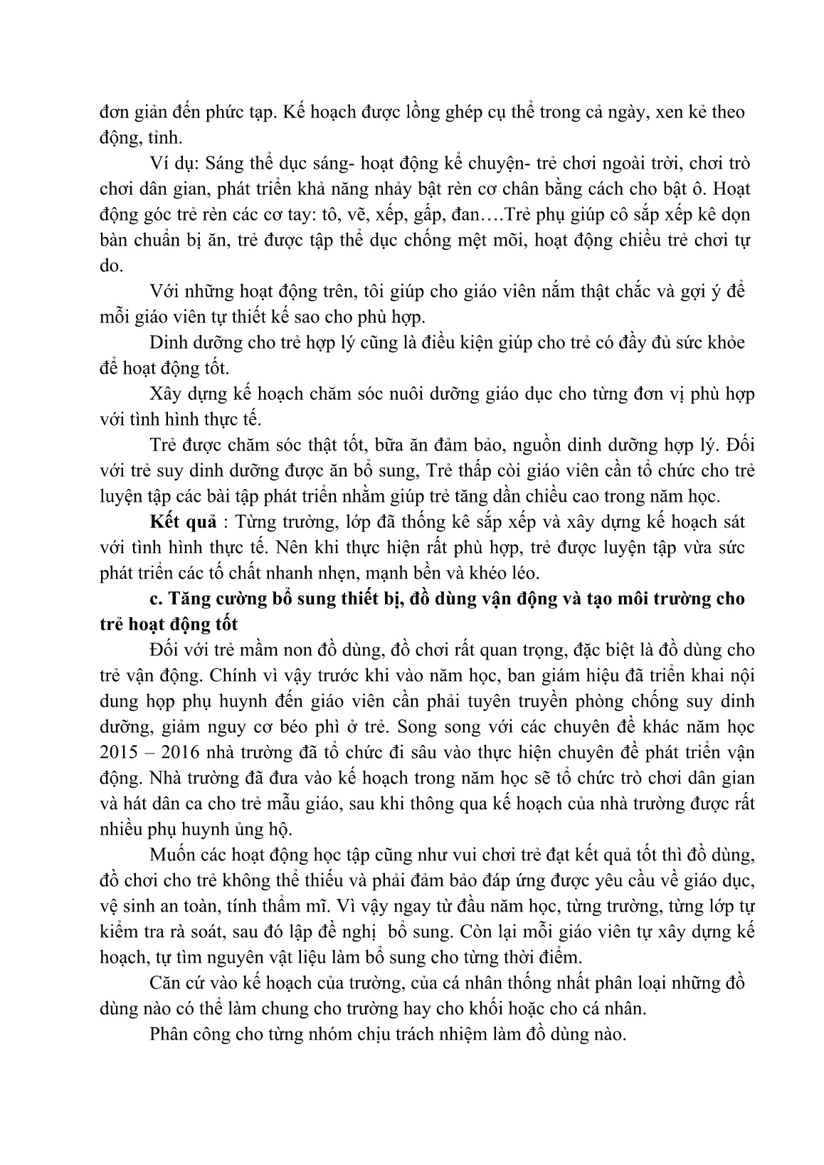 Sáng kiến kinh nghiệm Một số biện pháp nâng cao chất lượng giáo dục thể chất cho trẻ Mầm Non trang 10