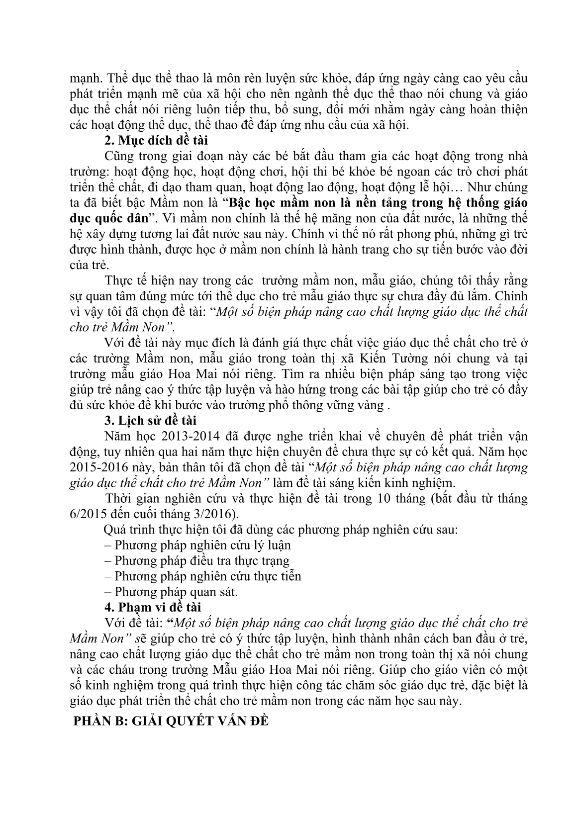 Sáng kiến kinh nghiệm Một số biện pháp nâng cao chất lượng giáo dục thể chất cho trẻ Mầm Non trang 2