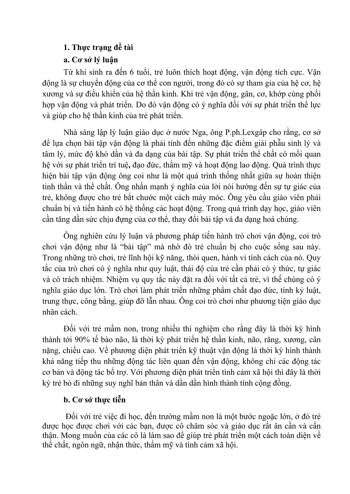 Sáng kiến kinh nghiệm Một số biện pháp nâng cao chất lượng giáo dục thể chất cho trẻ Mầm Non trang 3