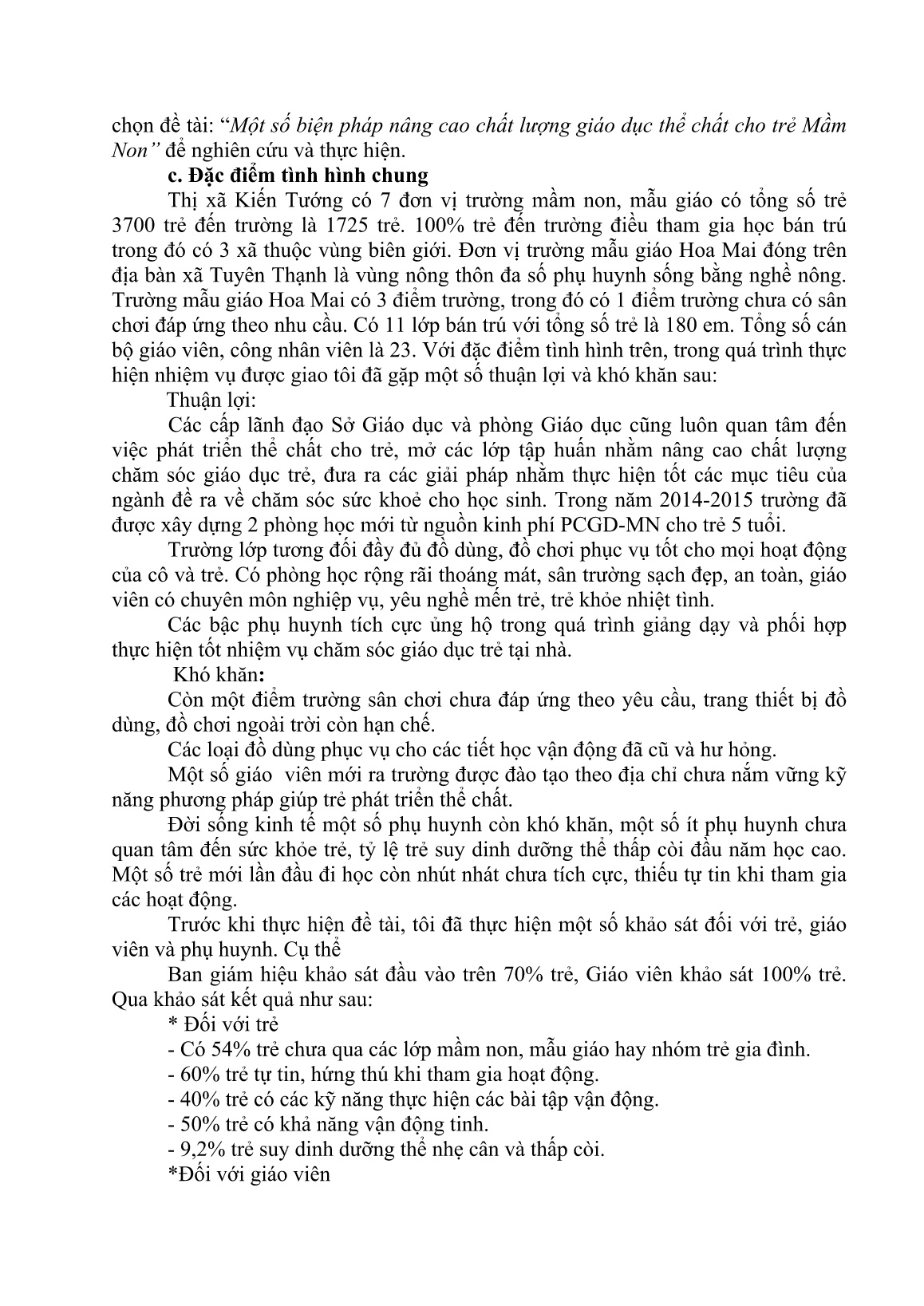 Sáng kiến kinh nghiệm Một số biện pháp nâng cao chất lượng giáo dục thể chất cho trẻ Mầm Non trang 5