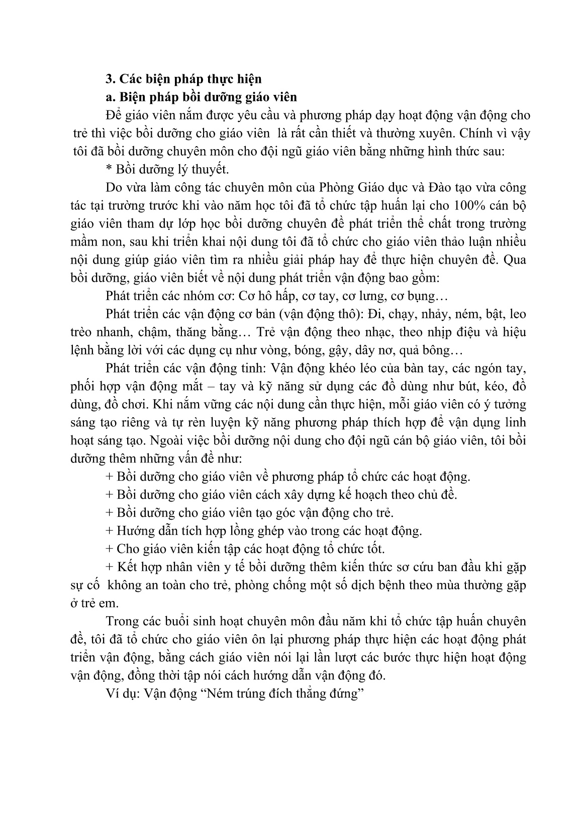 Sáng kiến kinh nghiệm Một số biện pháp nâng cao chất lượng giáo dục thể chất cho trẻ Mầm Non trang 7