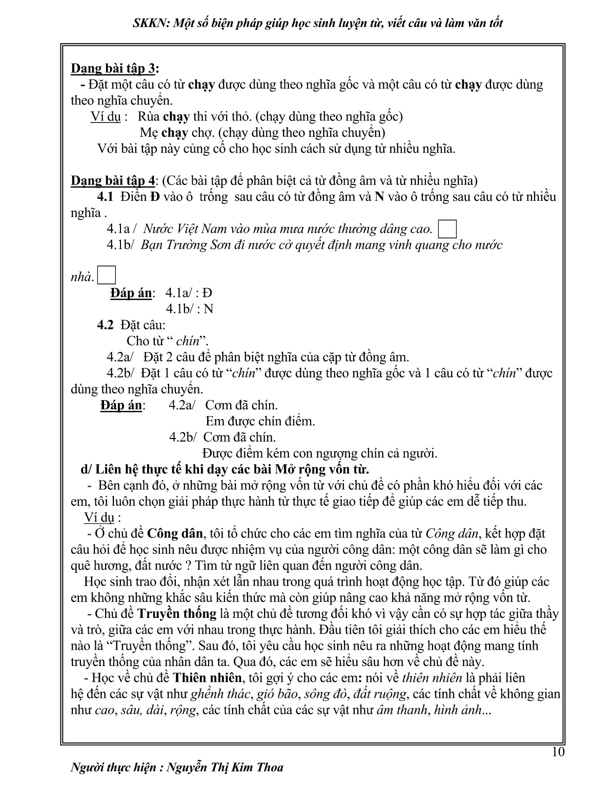 Sáng kiến kinh nghiệm Một số biện pháp giúp học sinh luyện từ , viết câu và làm văn tốt trang 10