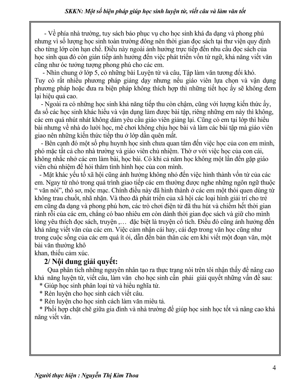 Sáng kiến kinh nghiệm Một số biện pháp giúp học sinh luyện từ , viết câu và làm văn tốt trang 4