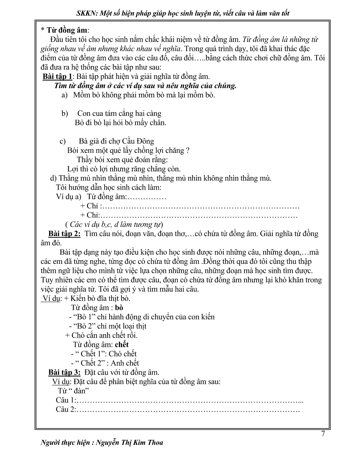 Sáng kiến kinh nghiệm Một số biện pháp giúp học sinh luyện từ , viết câu và làm văn tốt trang 7
