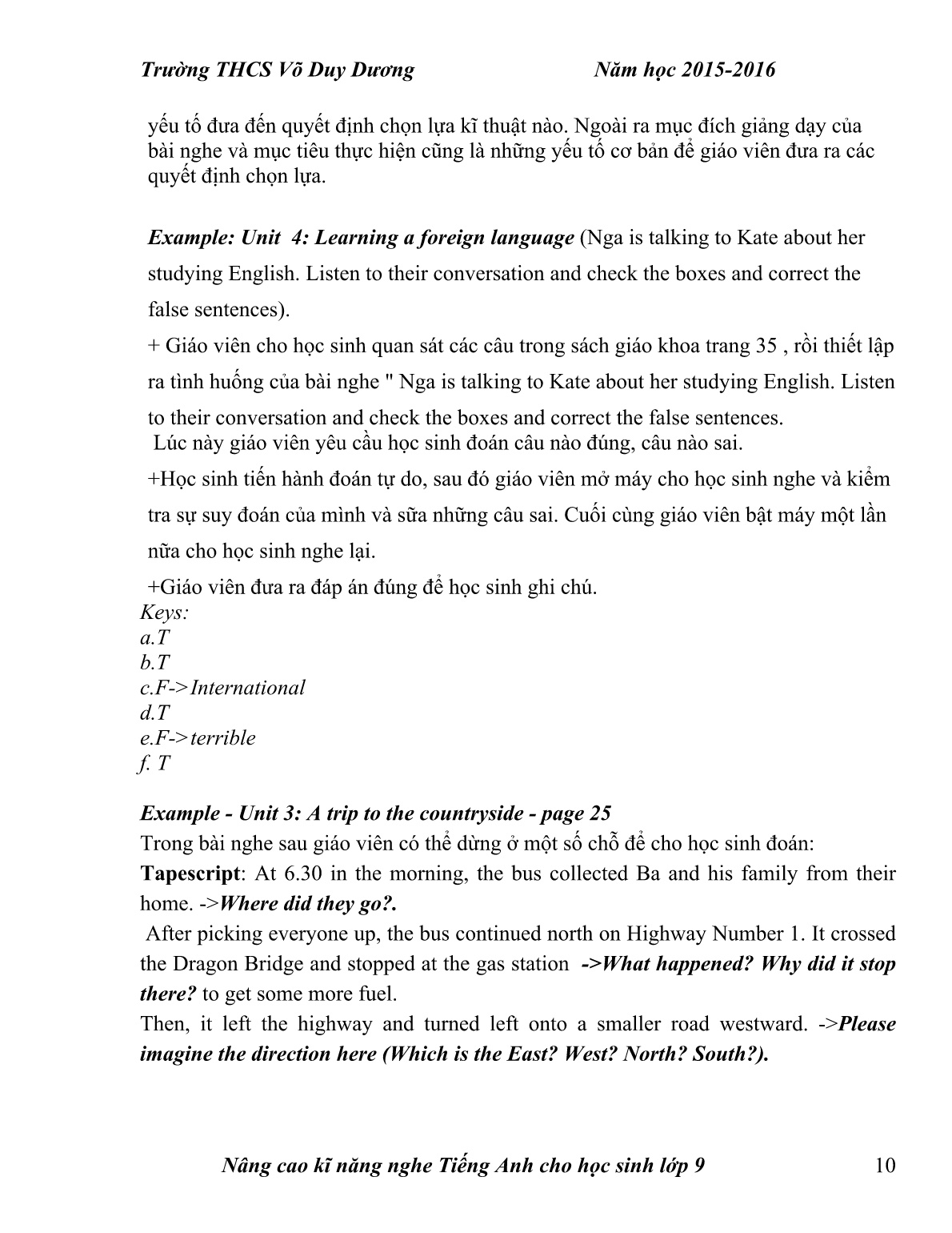 Sáng kiến kinh nghiệm Nâng cao kĩ năng nghe Tiếng Anh cho học sinh Lớp 9 trang 10