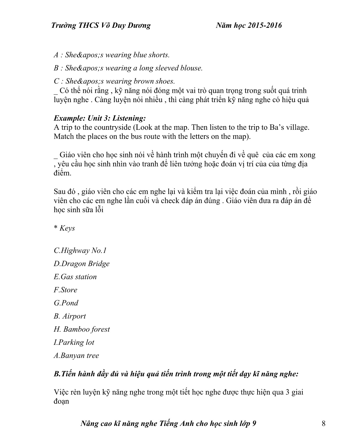 Sáng kiến kinh nghiệm Nâng cao kĩ năng nghe Tiếng Anh cho học sinh Lớp 9 trang 8