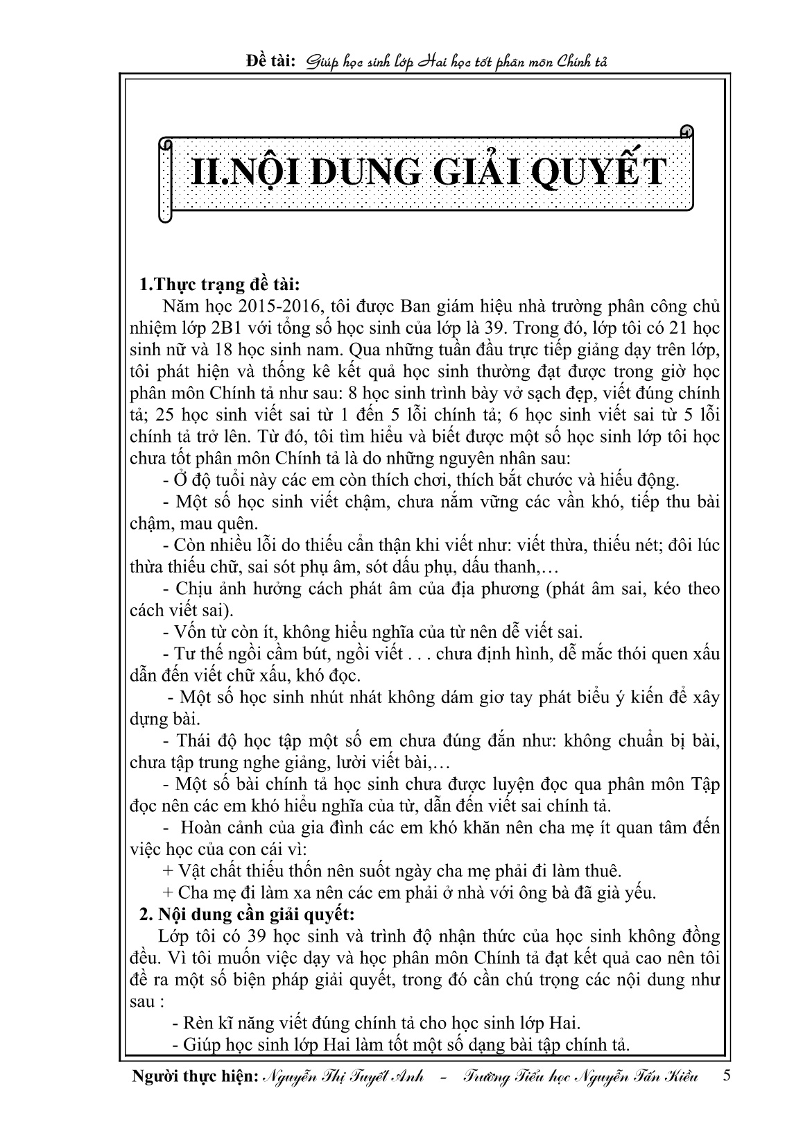 Sáng kiến kinh nghiệm Giúp học sinh Lớp Hai học tốt phân môn Chính tả trang 5