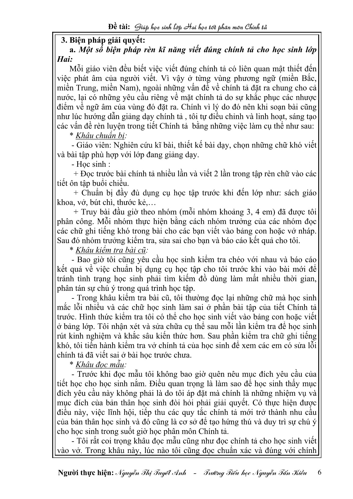 Sáng kiến kinh nghiệm Giúp học sinh Lớp Hai học tốt phân môn Chính tả trang 6