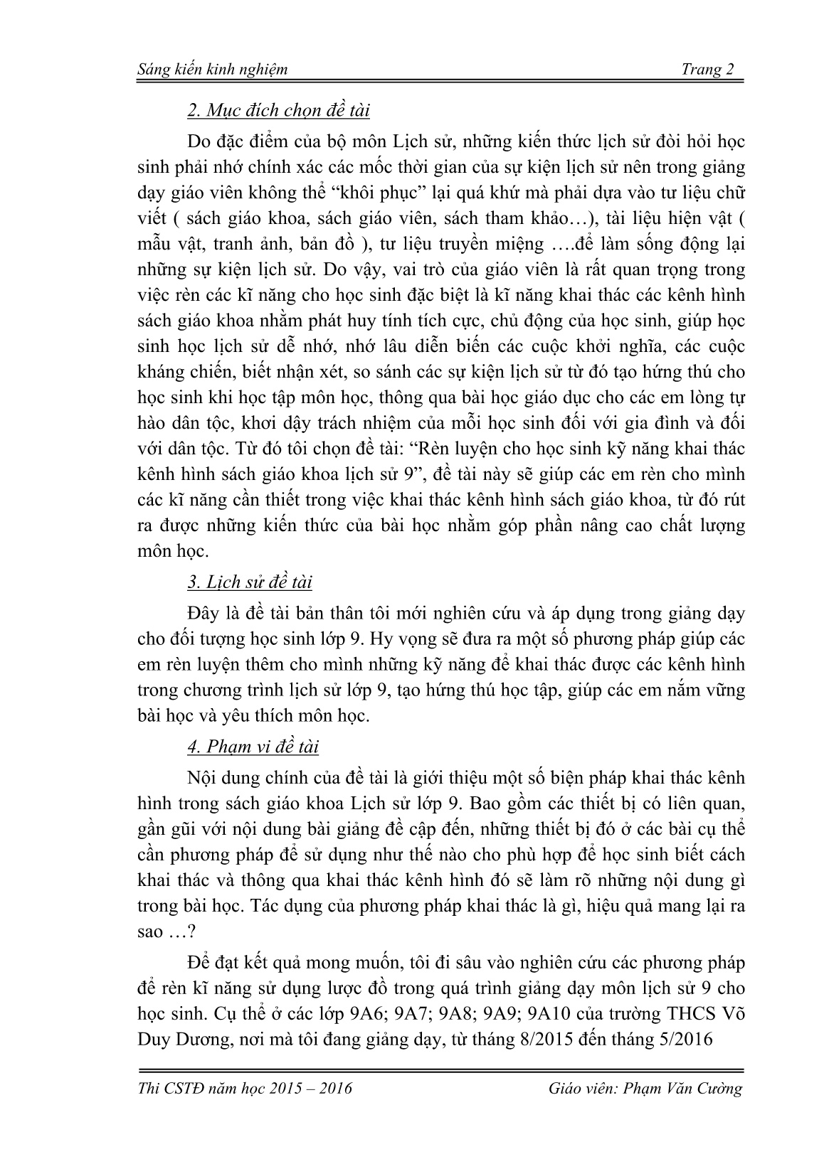 Sáng kiến kinh nghiệm Rèn luyện cho học sinh kỹ năng khai thác kênh hình sách giáo khoa Lịch sử 9 trang 2