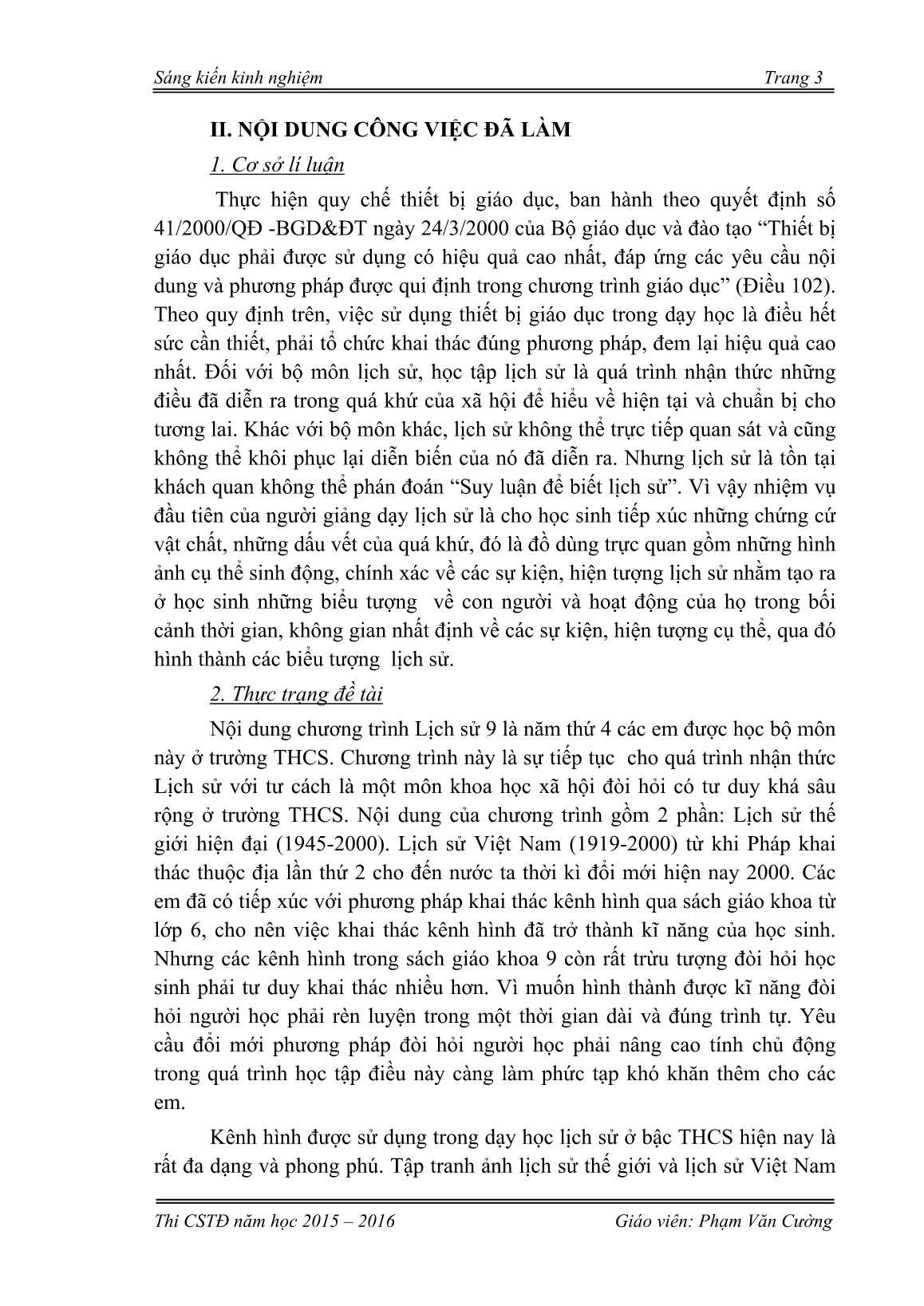 Sáng kiến kinh nghiệm Rèn luyện cho học sinh kỹ năng khai thác kênh hình sách giáo khoa Lịch sử 9 trang 3