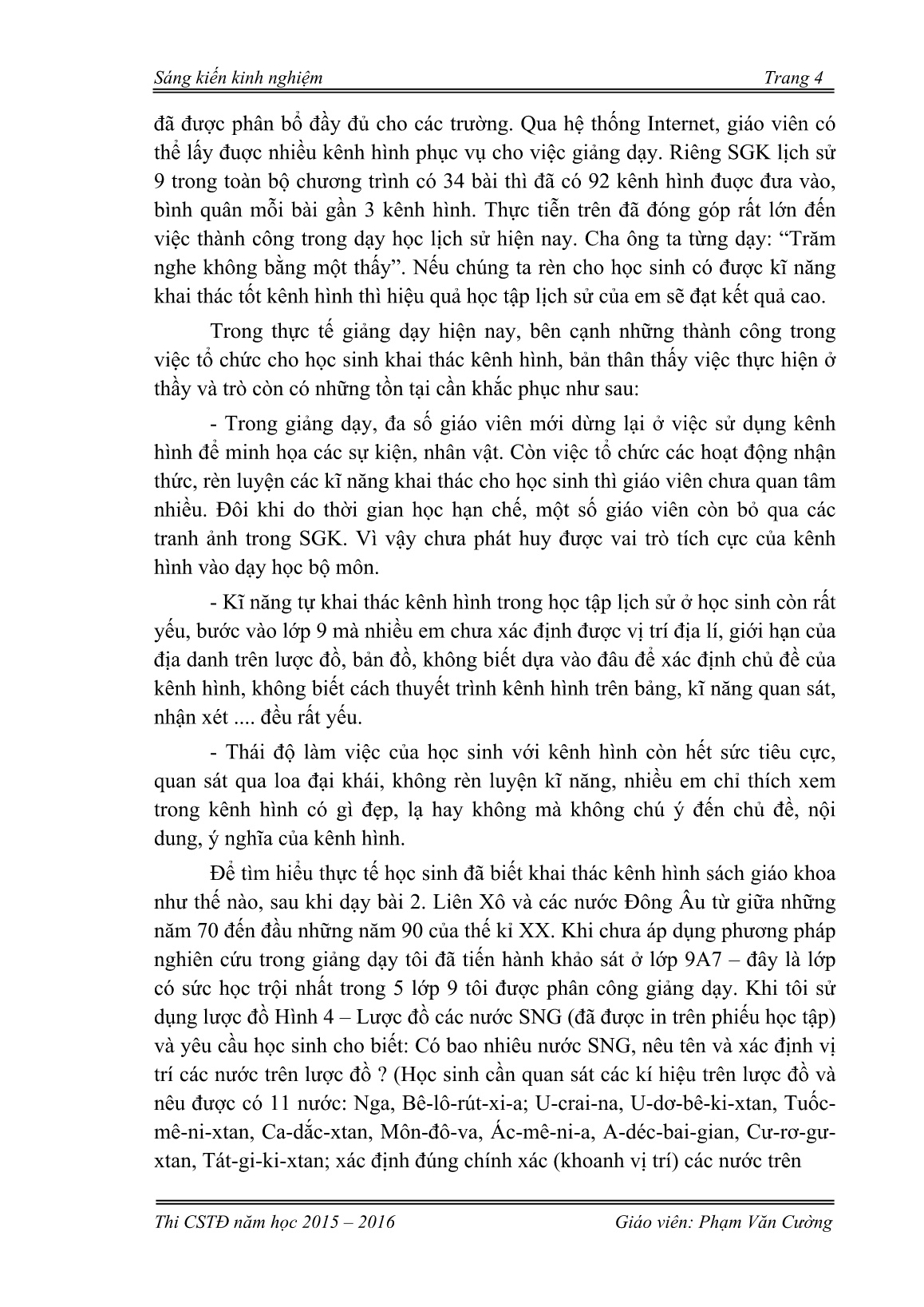 Sáng kiến kinh nghiệm Rèn luyện cho học sinh kỹ năng khai thác kênh hình sách giáo khoa Lịch sử 9 trang 4