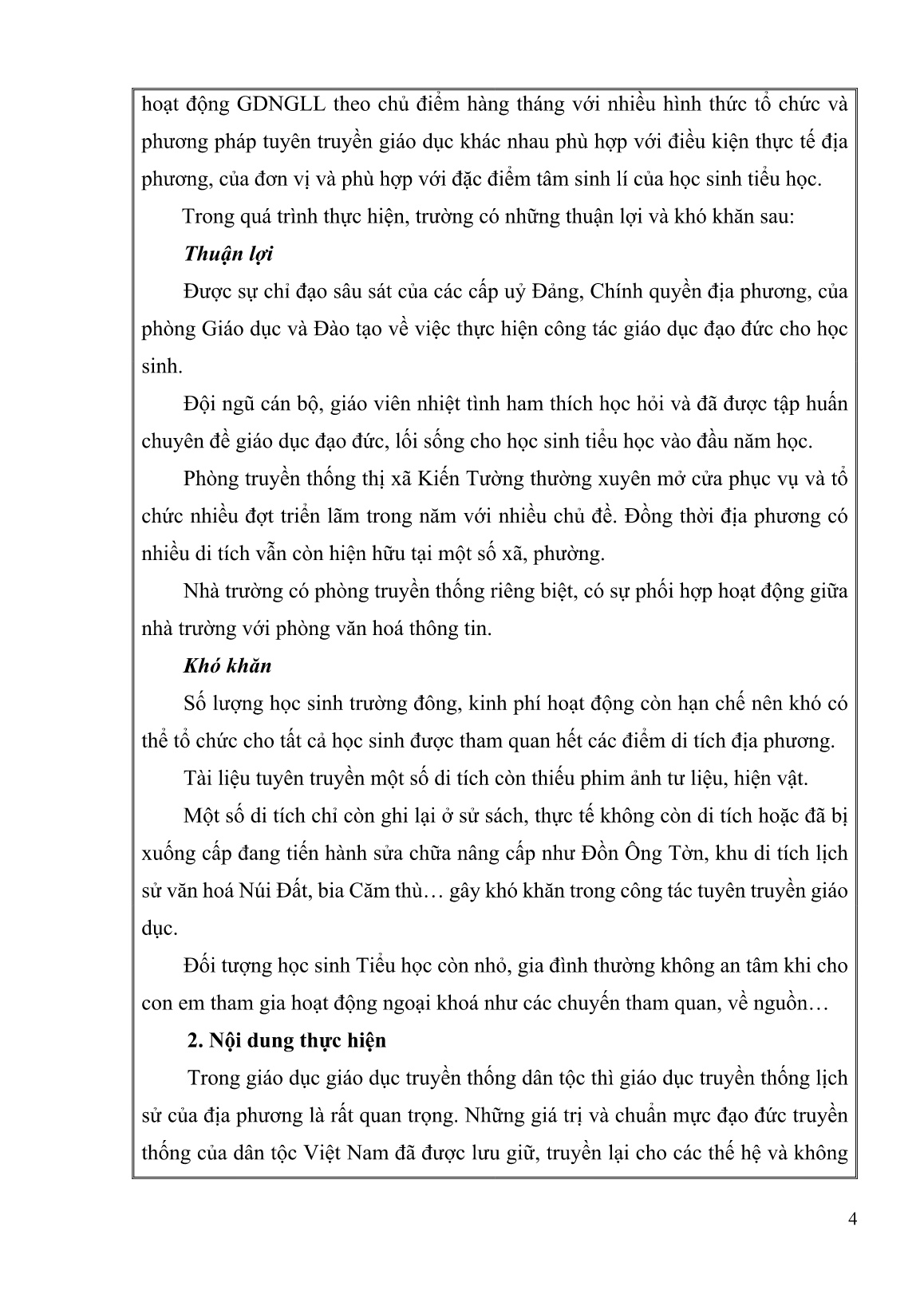 SKKN Một số biện pháp tổ chức tốt hoạt động giáo dục truyền thống lịch sử địa phương cho học sinh Tiểu học trang 4