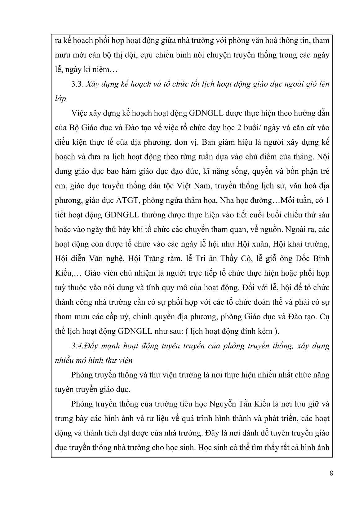 SKKN Một số biện pháp tổ chức tốt hoạt động giáo dục truyền thống lịch sử địa phương cho học sinh Tiểu học trang 8