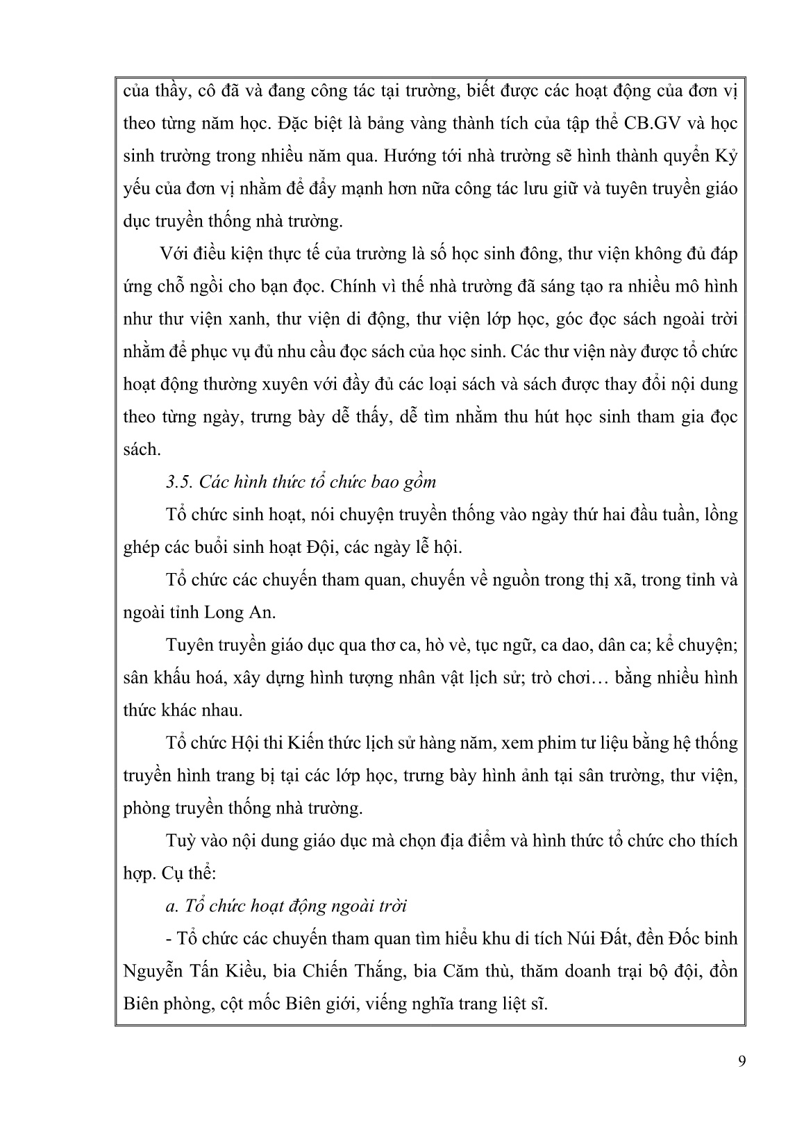 SKKN Một số biện pháp tổ chức tốt hoạt động giáo dục truyền thống lịch sử địa phương cho học sinh Tiểu học trang 9