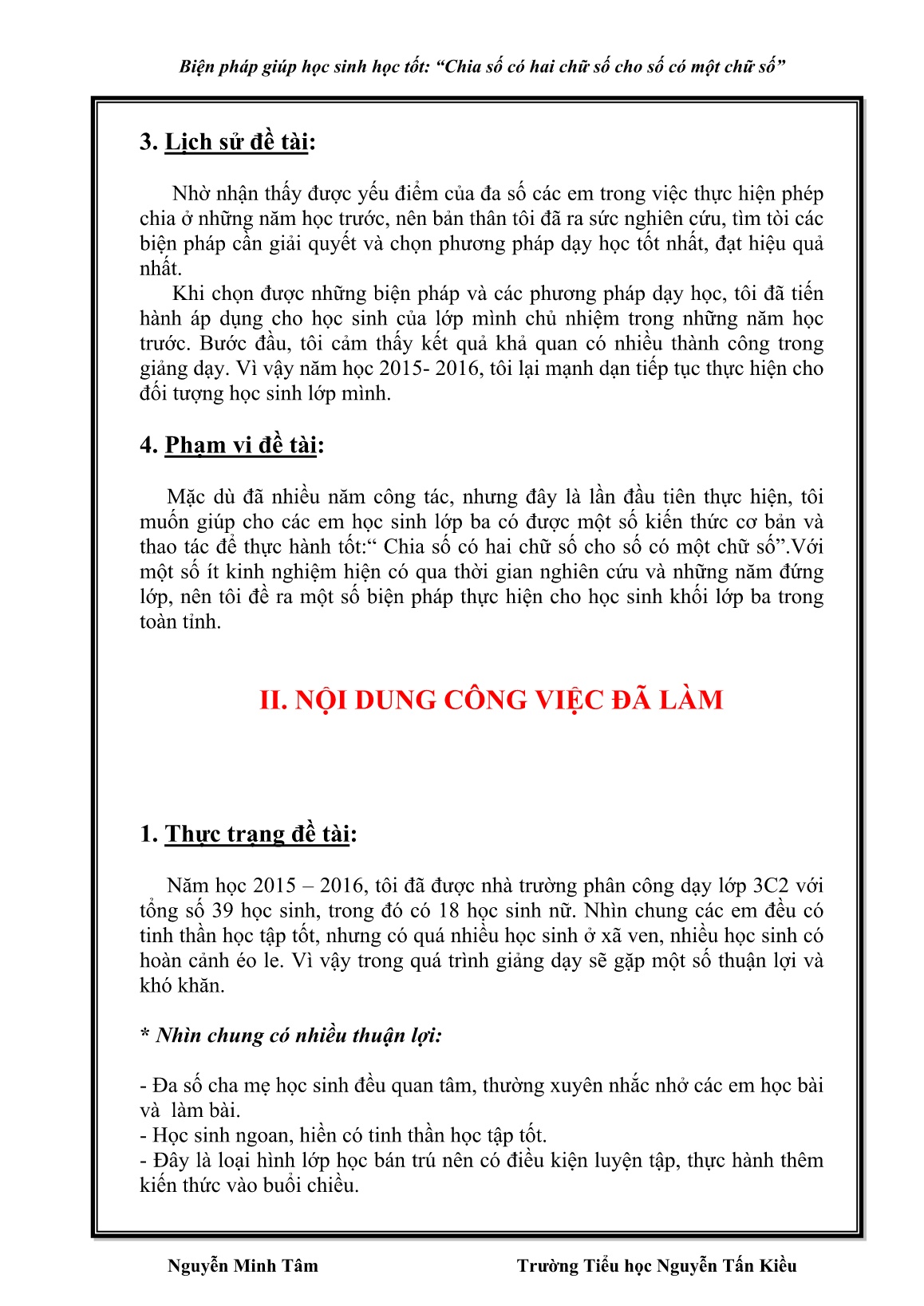 Sáng kiến kinh nghiệm Biện pháp giúp học sinh học tốt: Chia số có hai chữ số cho số có một chữ số trang 2