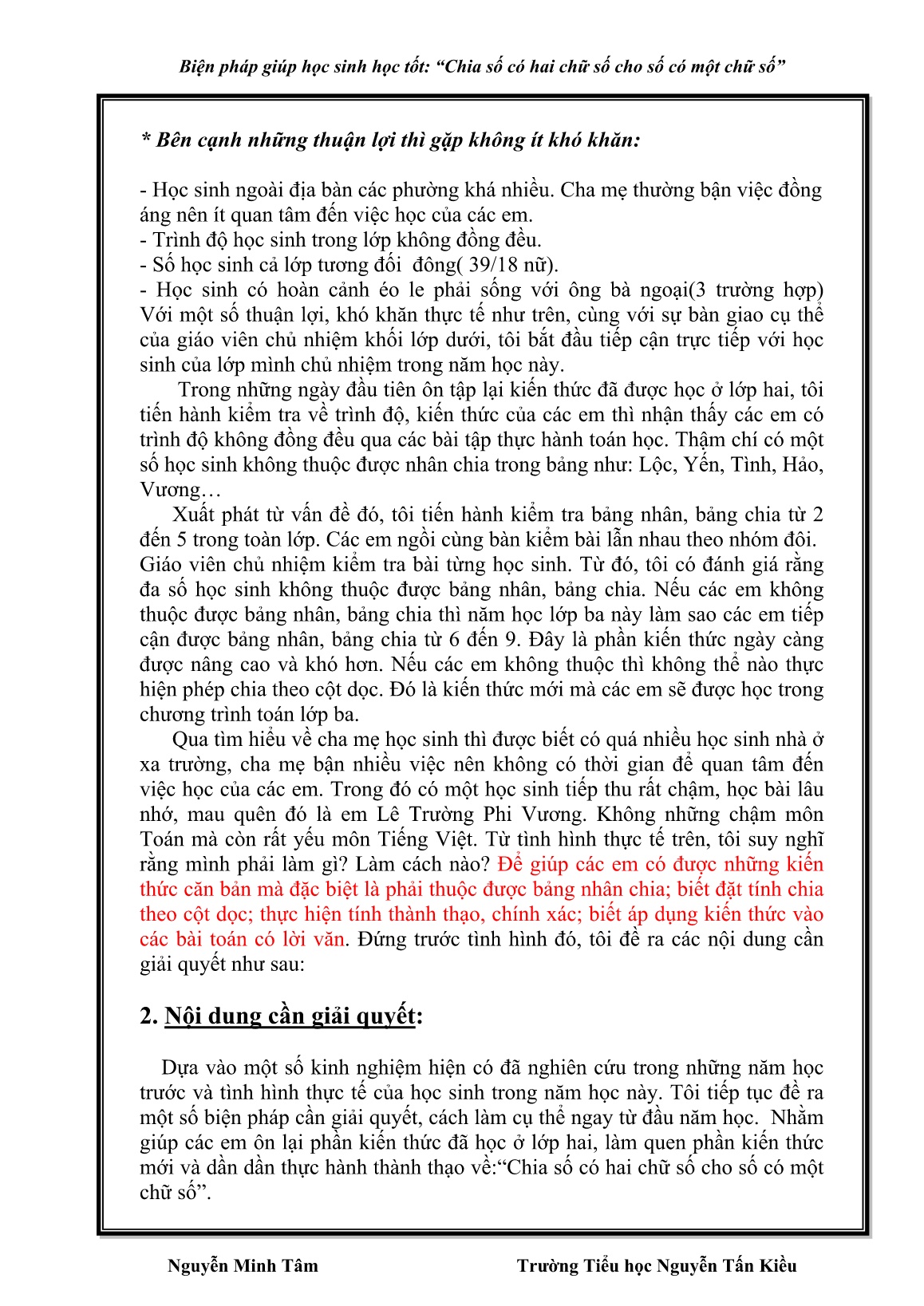 Sáng kiến kinh nghiệm Biện pháp giúp học sinh học tốt: Chia số có hai chữ số cho số có một chữ số trang 3