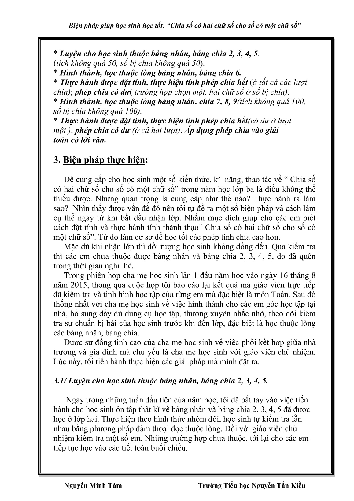Sáng kiến kinh nghiệm Biện pháp giúp học sinh học tốt: Chia số có hai chữ số cho số có một chữ số trang 4