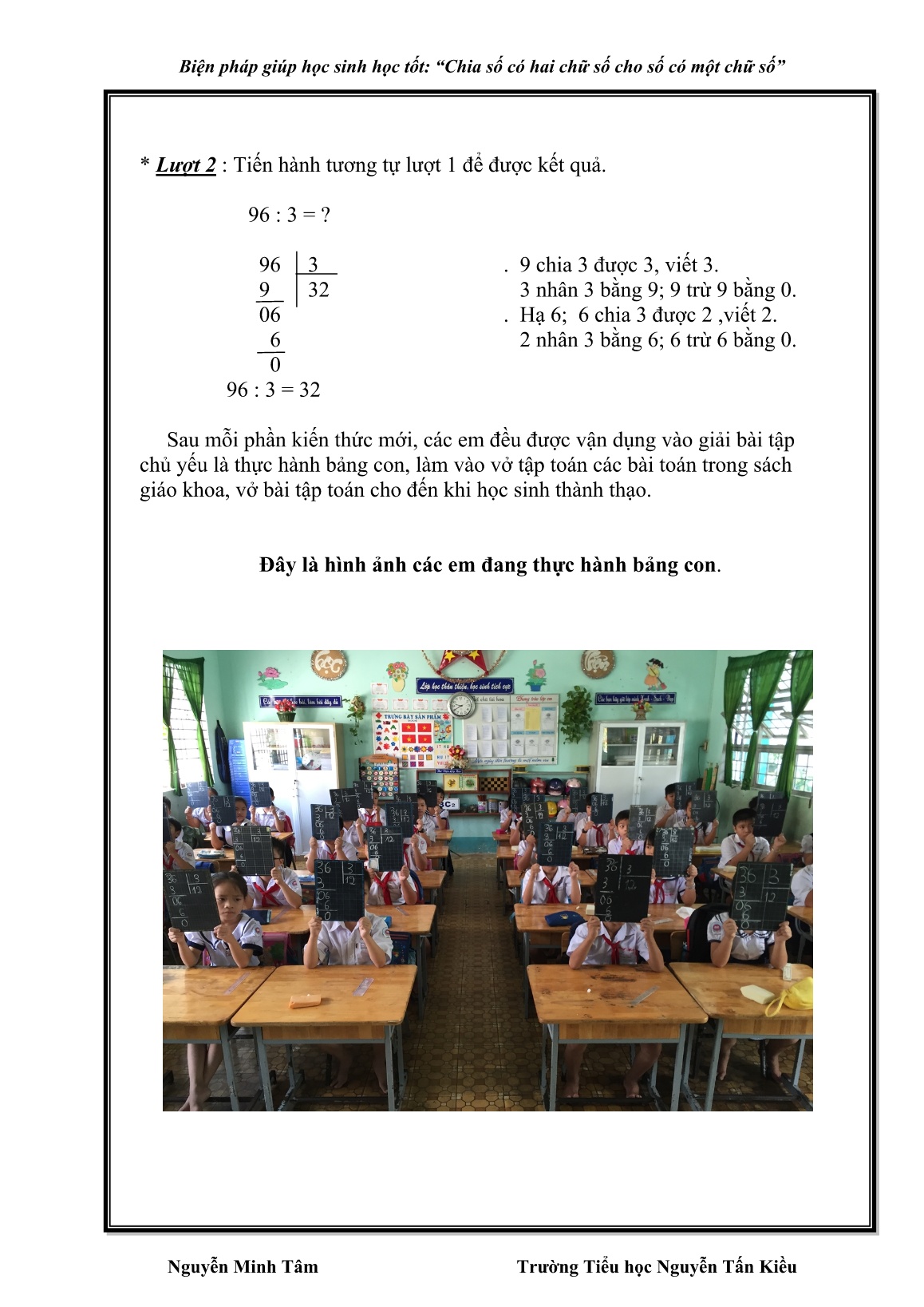 Sáng kiến kinh nghiệm Biện pháp giúp học sinh học tốt: Chia số có hai chữ số cho số có một chữ số trang 8