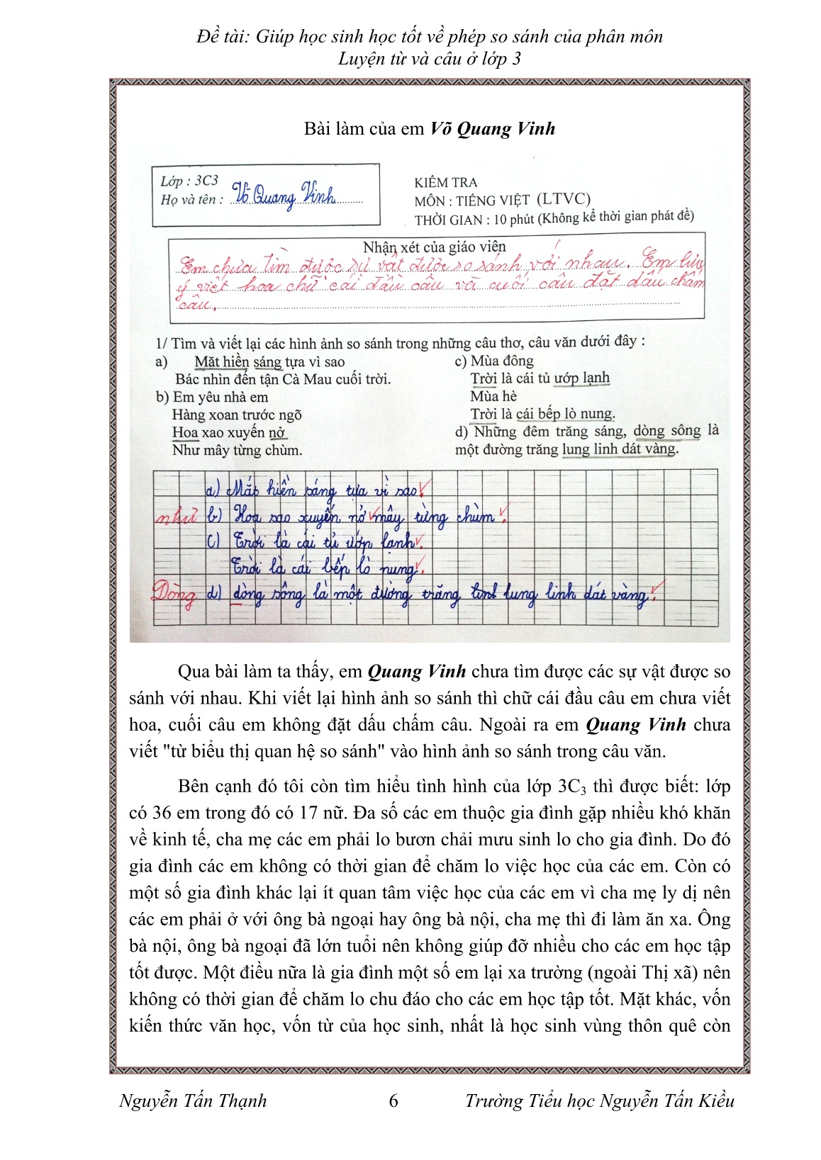 Sáng kiến kinh nghiệm Giúp học sinh học tốt về phép so sánh của phân môn Luyện từ và câu ở Lớp 3 trang 6